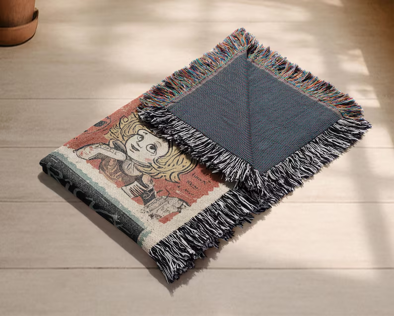 Halloween 100% Cotton Woven Blanket – Vintage Spooky Throw, Retro Halloween Decor for Fall & Cozy Nights