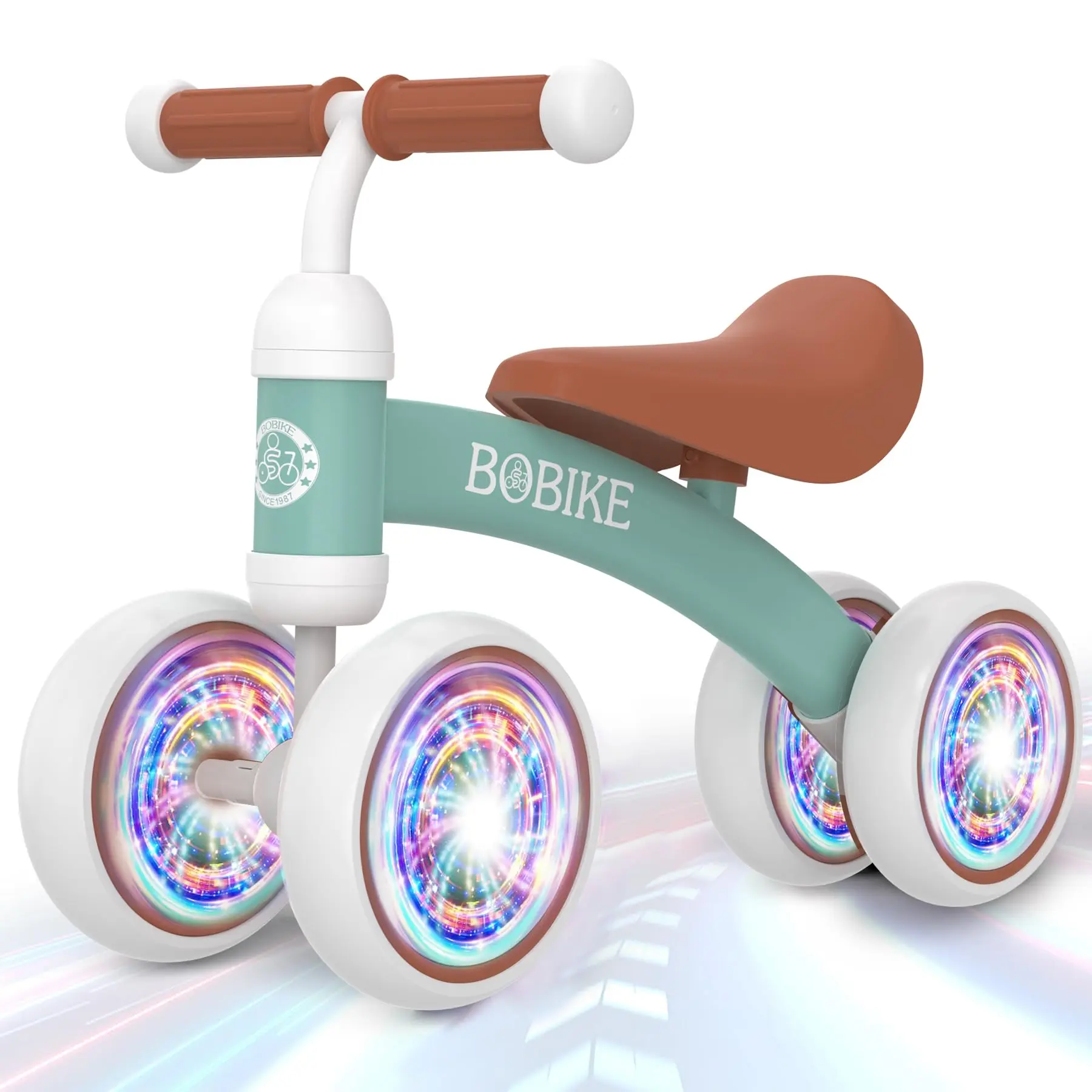 Bobike 4-Wheel Toddler Balance Bike, No Pedal Training Walker with 135° Limited Steering, ASTM EN71 Certified First Birthday Gift