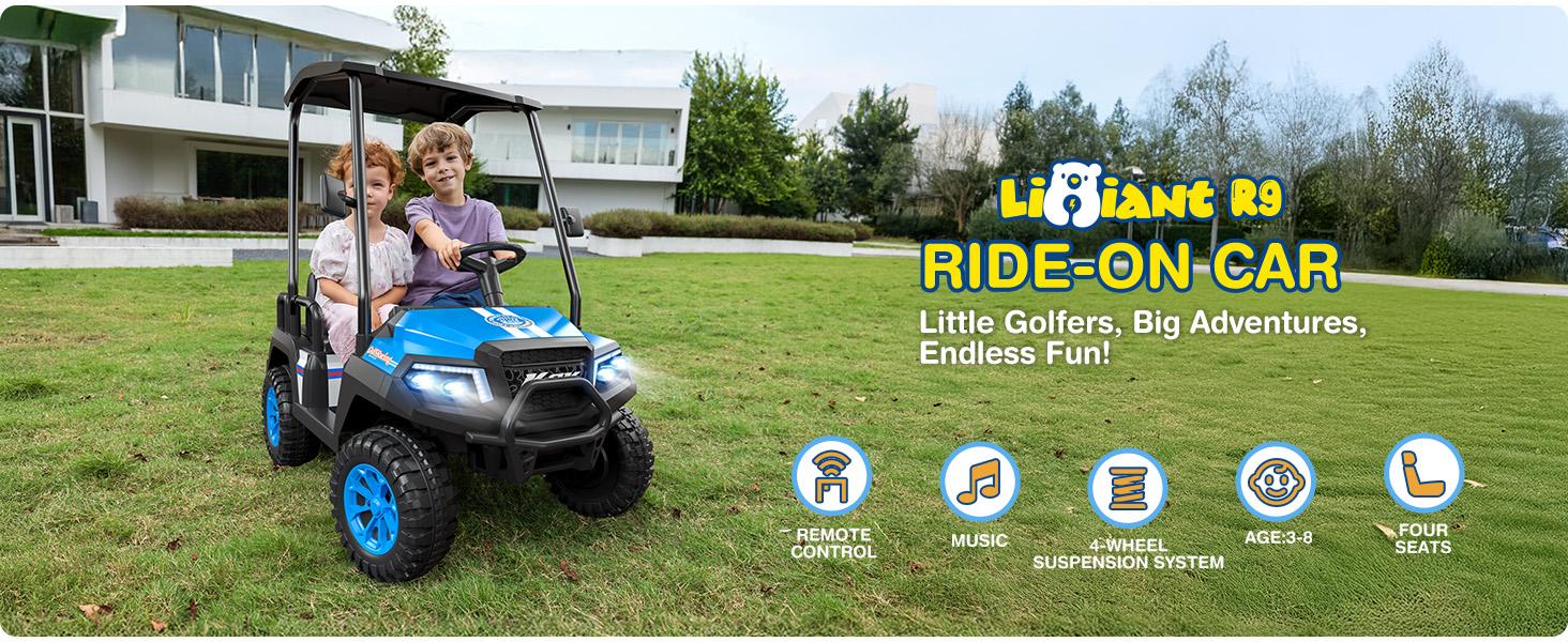 LIGIANT R9 24V Kids Golf Cart, 4WD Electric Car w/Remote Control, Detachable Awning & Music, Festive Christmas Gift for Boys & Girls#Summervibes Ride On Wheels LIGIANT R9 24V Kids Golf Cart, 4WD Electric Car w/Remote Control, Detachable Awning & Music, Festive Christmas Gift for Boys & Girls#Summervibes Ride On Wheels
