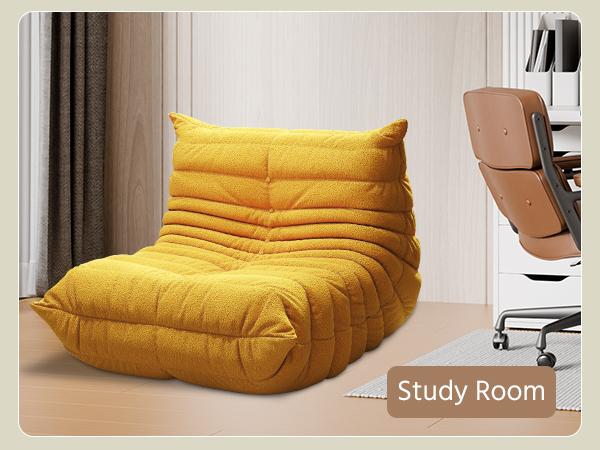 Bean Bag Chair, Single-Seater Lazy Sofa with Teddy Fleece, Memory Foam Ergonomic Lounger, No Assembly, Comfy Floor Sofa for Gaming Room, Living Room, Bedroom & Office, Great Mother&rsquo;s Day Gift