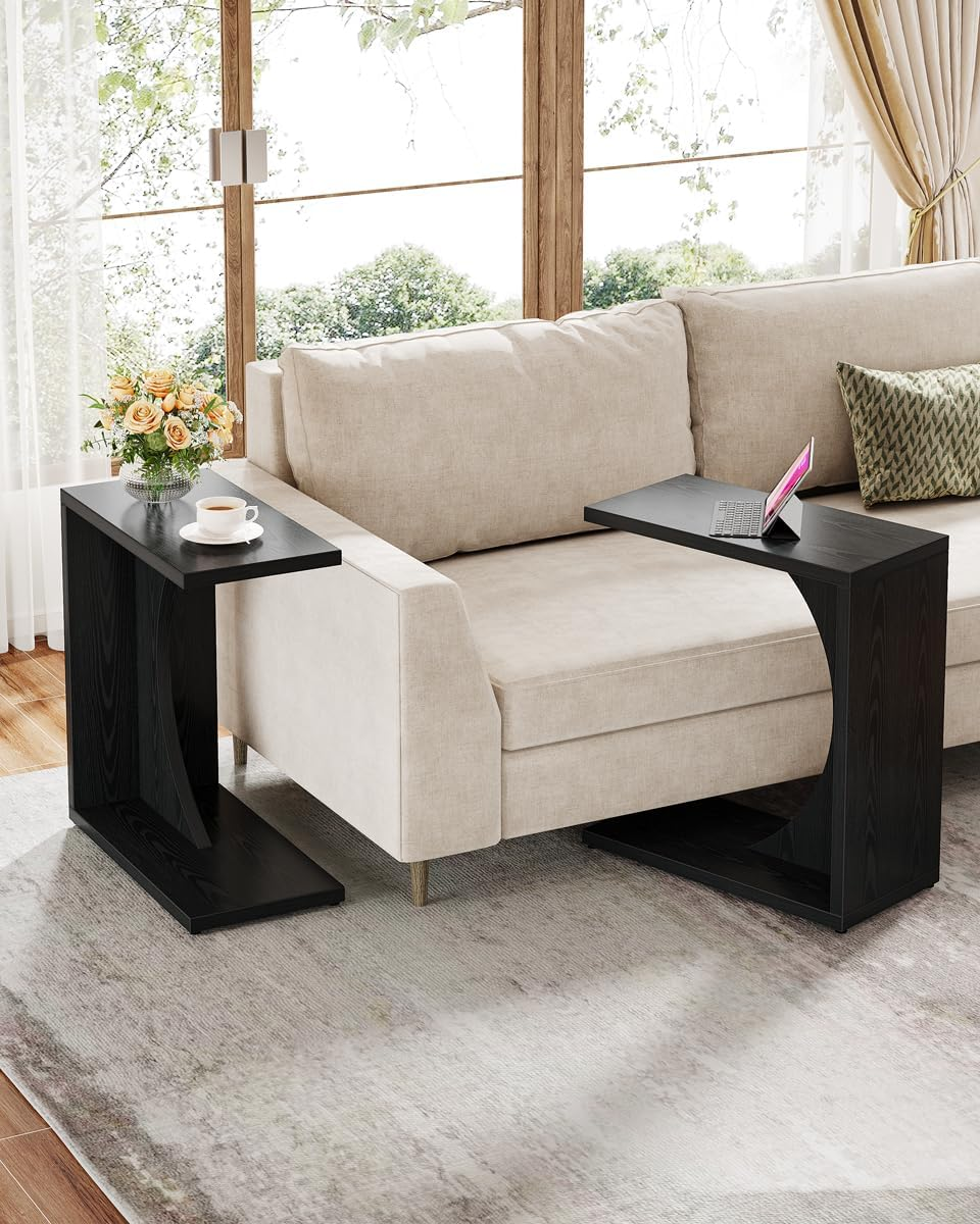 NLFZEK C-Shaped Side Table – Modern Sofa End Table for Small Spaces, Living Room & Bedroom