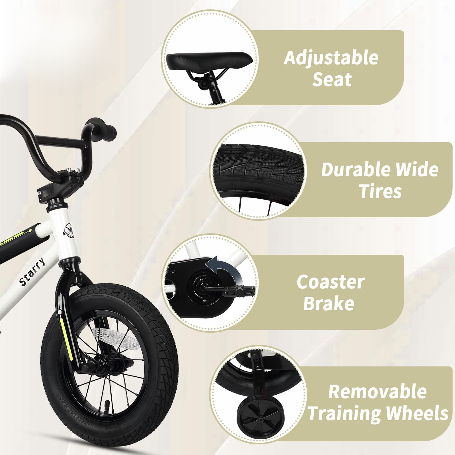 Kids Bike 12-18 Inch | BMX Style Bicycle with Training Wheels, Adjustable Seat & Coaster Brake for Boys & Girls