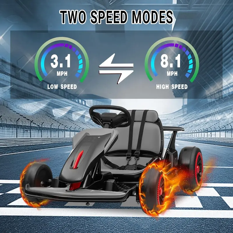 GARVEE 24V Electric Drift Go Kart | Dual 200W Motors, 360° Drift & Gas/Brake Pedals