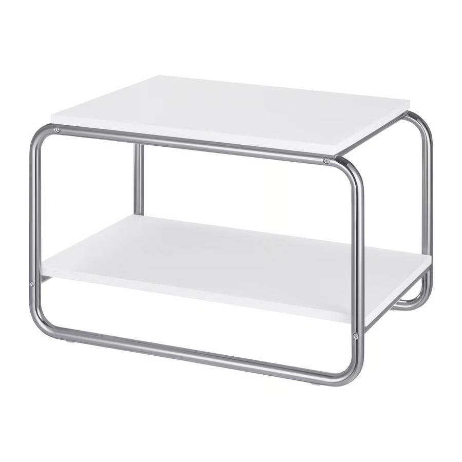 NLFZEK Modern Glass Coffee Table – 2-Tier Chrome Frame with Walnut Shelf for Living Room