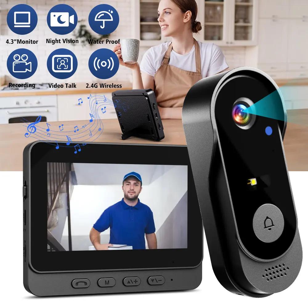 Smart Wireless Video Doorbell, HD Camera & Intercom, Remote Unlock, Real-Time Monitoring, Customizable Doorbell Chime