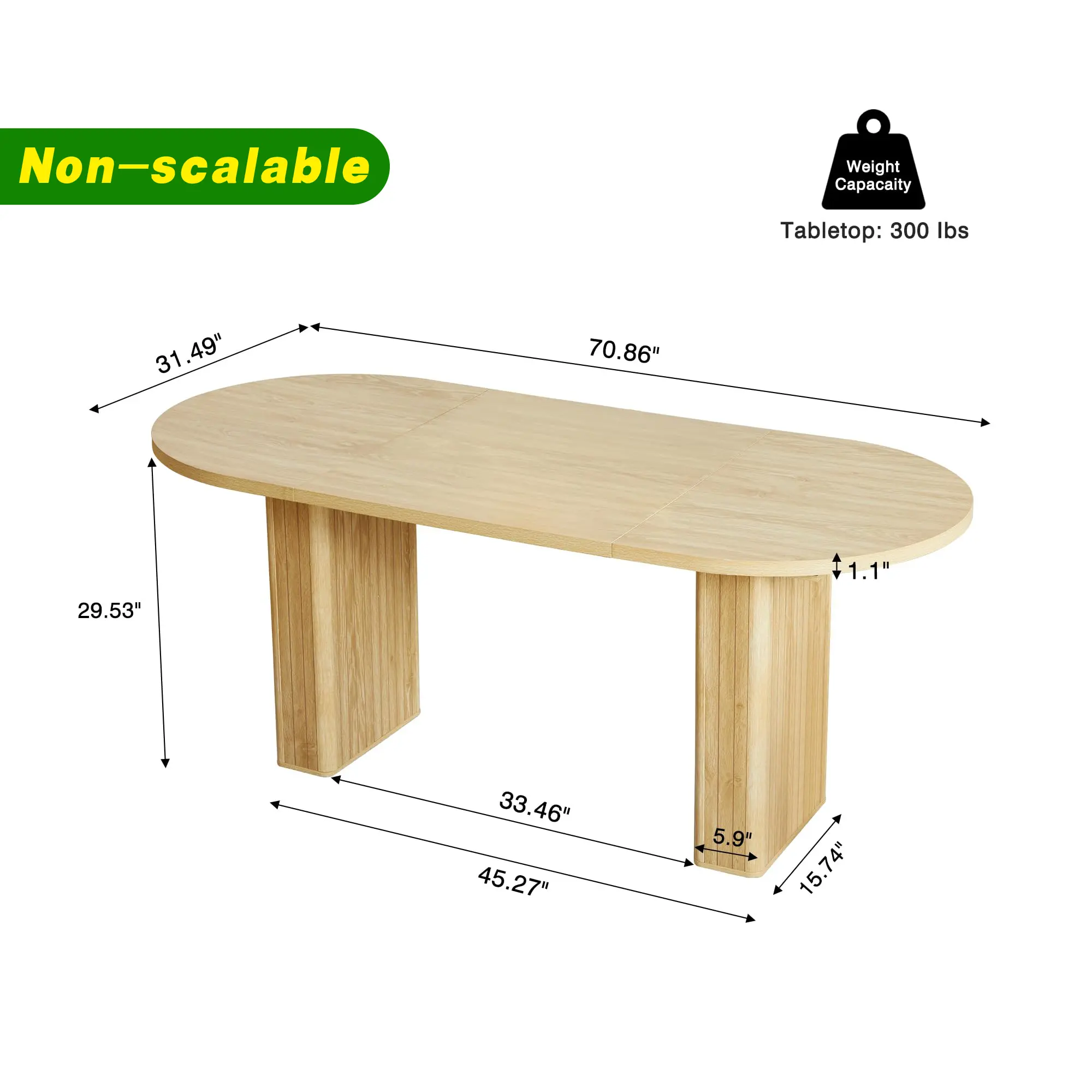 Giratree 70.8" Oval Dining Table for 6–8 | Modern Farmhouse Table with Wood Slat Base