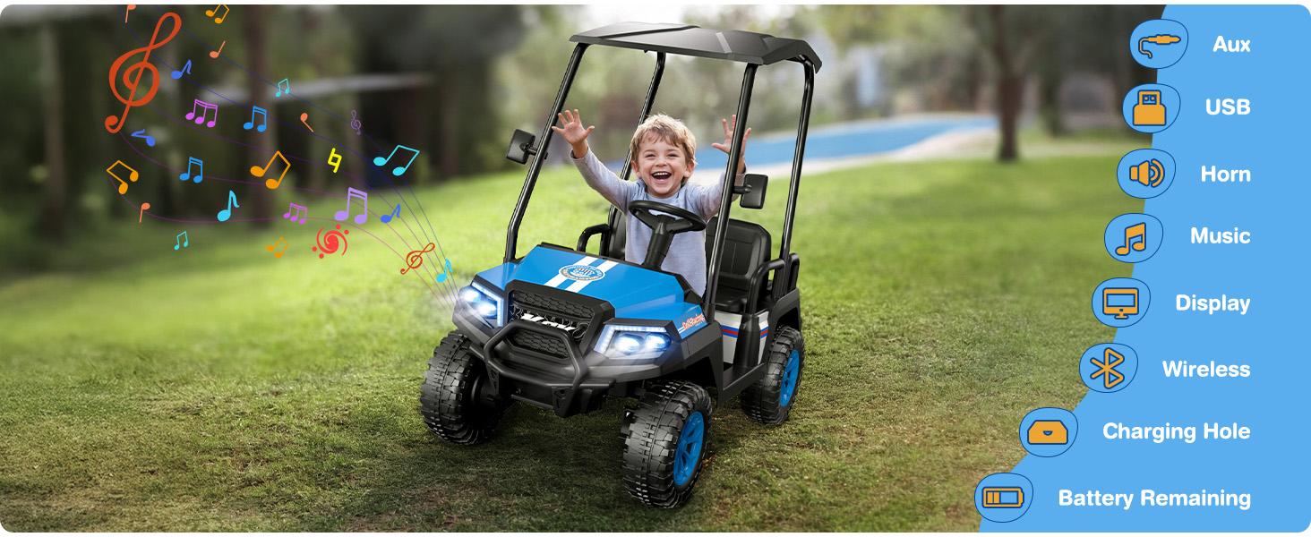 LIGIANT R9 24V Kids Golf Cart, 4WD Electric Car w/Remote Control, Detachable Awning & Music, Festive Christmas Gift for Boys & Girls#Summervibes Ride On Wheels LIGIANT R9 24V Kids Golf Cart, 4WD Electric Car w/Remote Control, Detachable Awning & Music, Festive Christmas Gift for Boys & Girls#Summervibes Ride On Wheels