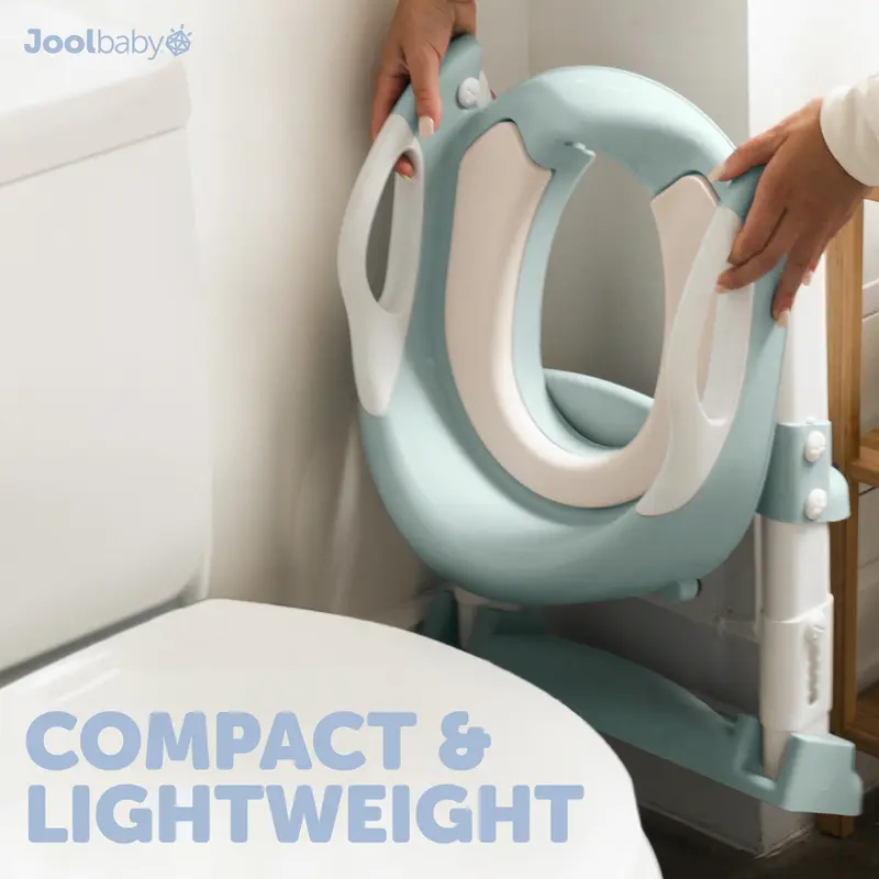 Jool Baby NAPPA Award Potty Training Seat 2 Step Ladder, Foldable Adjustable Toilet Seat with Splash Guard for Toddlers