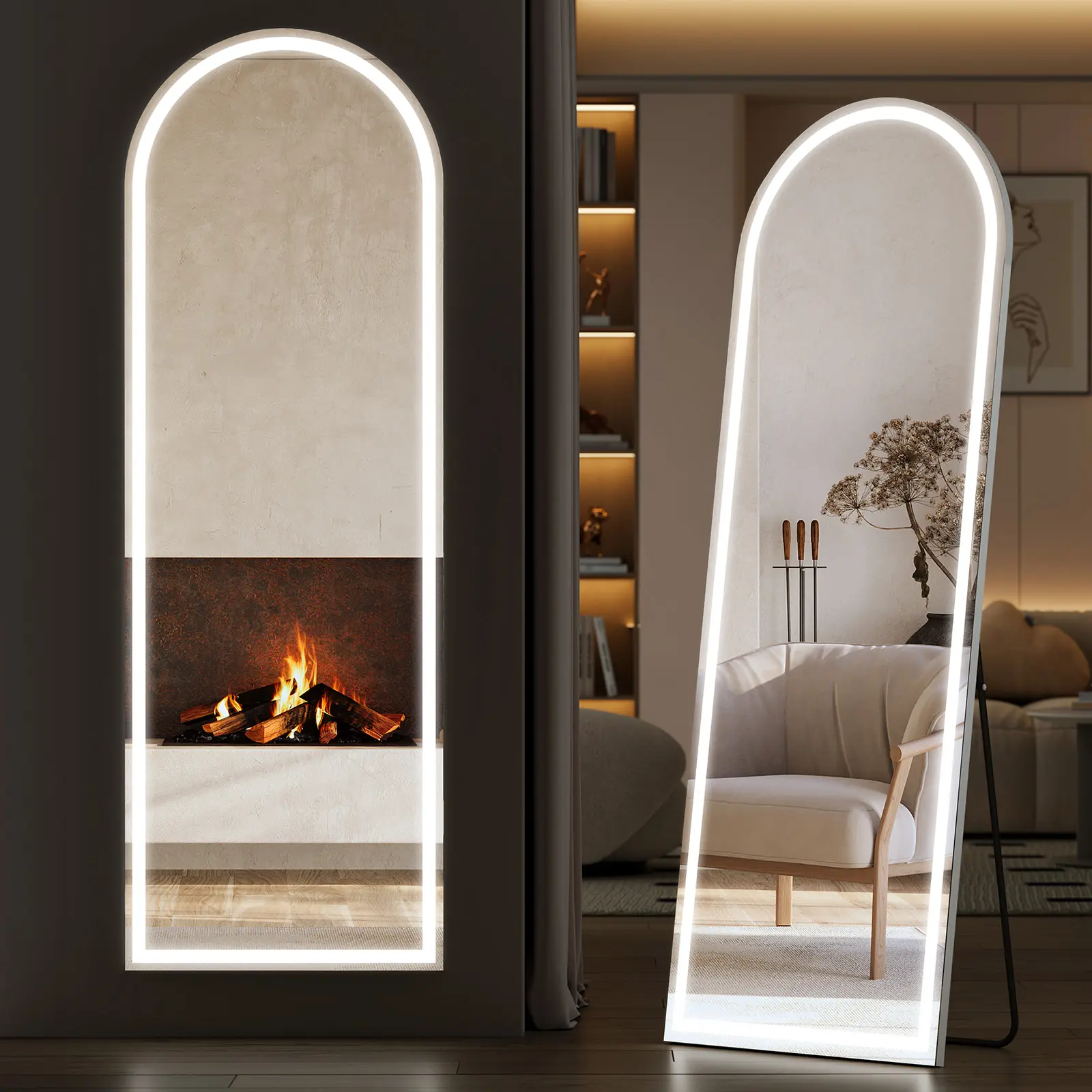 Sweetcrispy 71" Full Length Floor Mirror with LED Lights | Dimmable 3-Color Lighting, HD Standing & Wall Mirror for Bedroom & Dressing Room