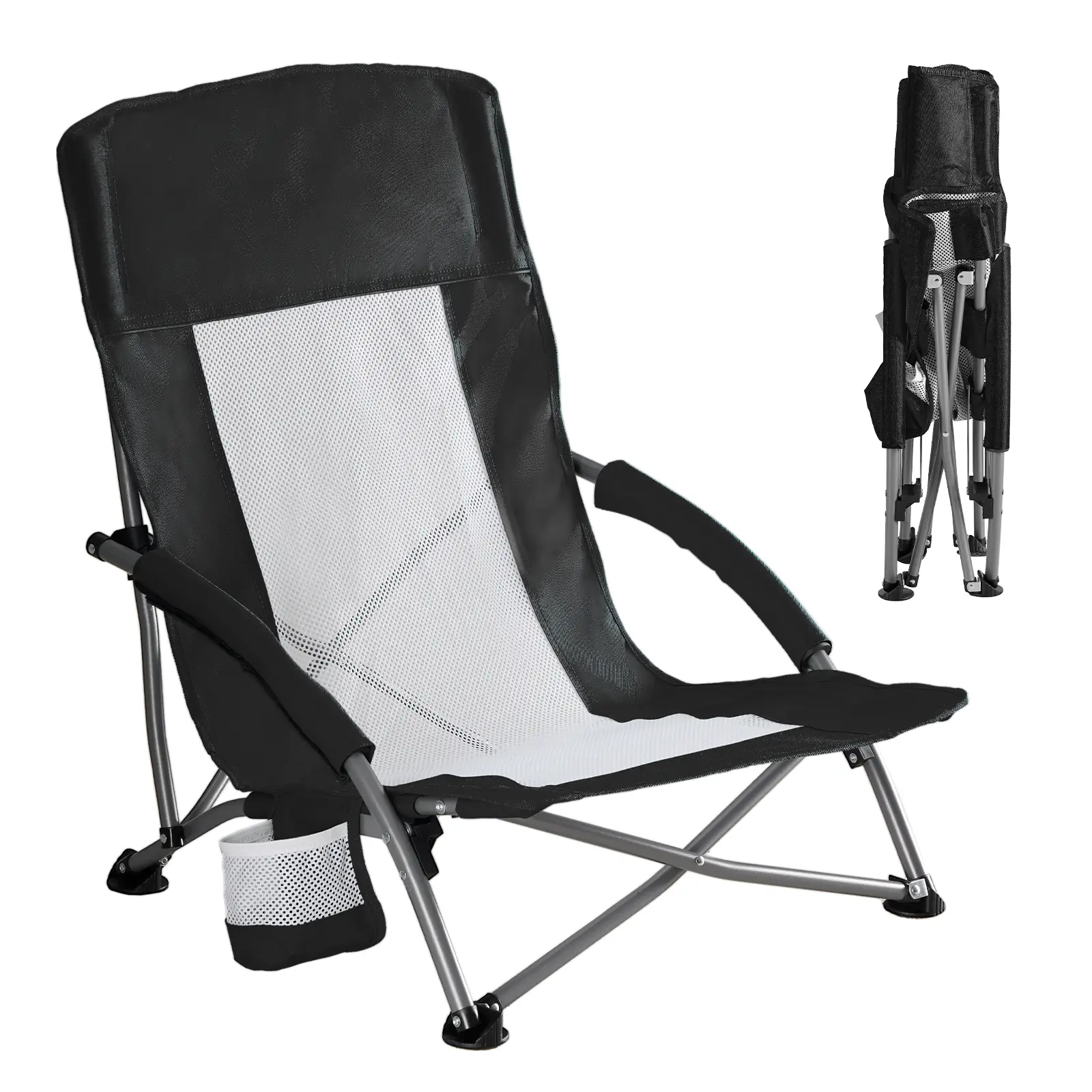 Comfort Folding Camping Chair, 440LBS Heavy Duty Reinforced Steel Frame, Padded 600D Oxford Chair with Cup Holders & Side Pockets, Foldable Carry Bag for Glamping Concerts Picnic