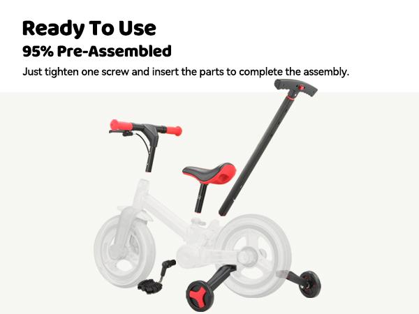 JMMD 6-in-1 Multi-Functional Toddler Balance Bike (18-60M) with Training Wheels, Pedals, Push Handle, Brakes & Kickstand Feature, Unisex Ride-On Toy, Christmas & First Birthday Gifts, Toys for Boys, Kids On Cycle, Outdoor Kids Stuff