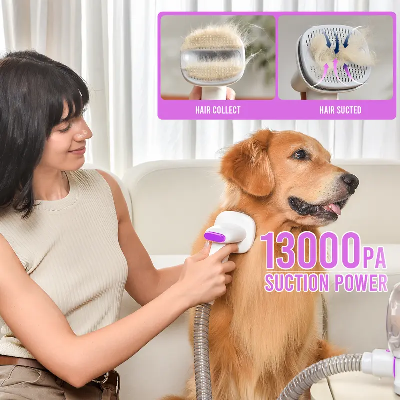 Geoorood Dog Grooming Vacuum Kit | 4-in-1 & 6-in-1 Pet Grooming Kit with Powerful Suction, Low Noise & Large Dust Bin