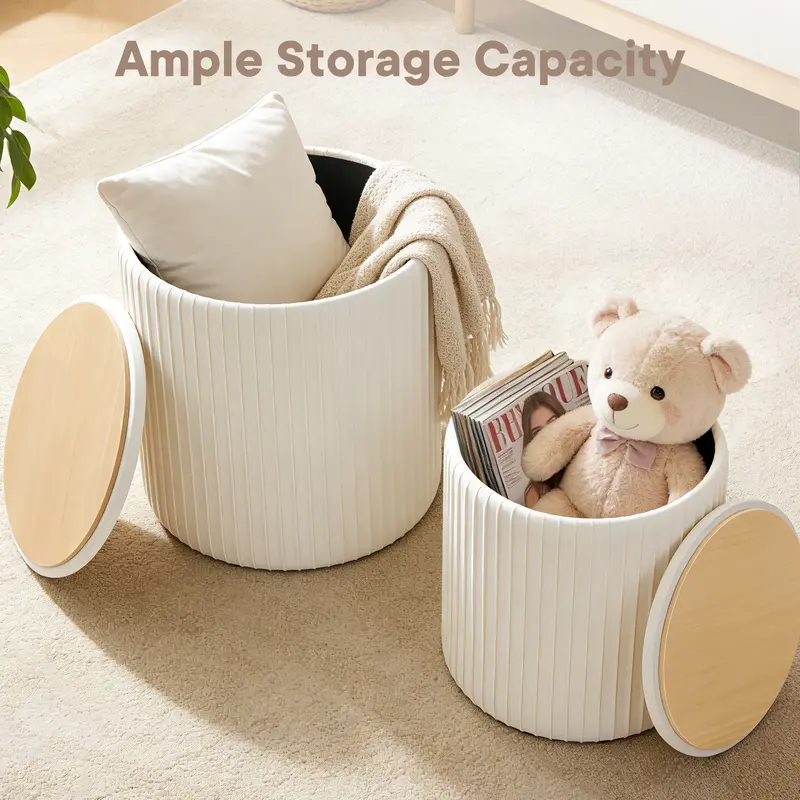 Sweetcrispy 2-Piece Velvet Storage Ottoman Set | Foldable Seating & Hidden Storage