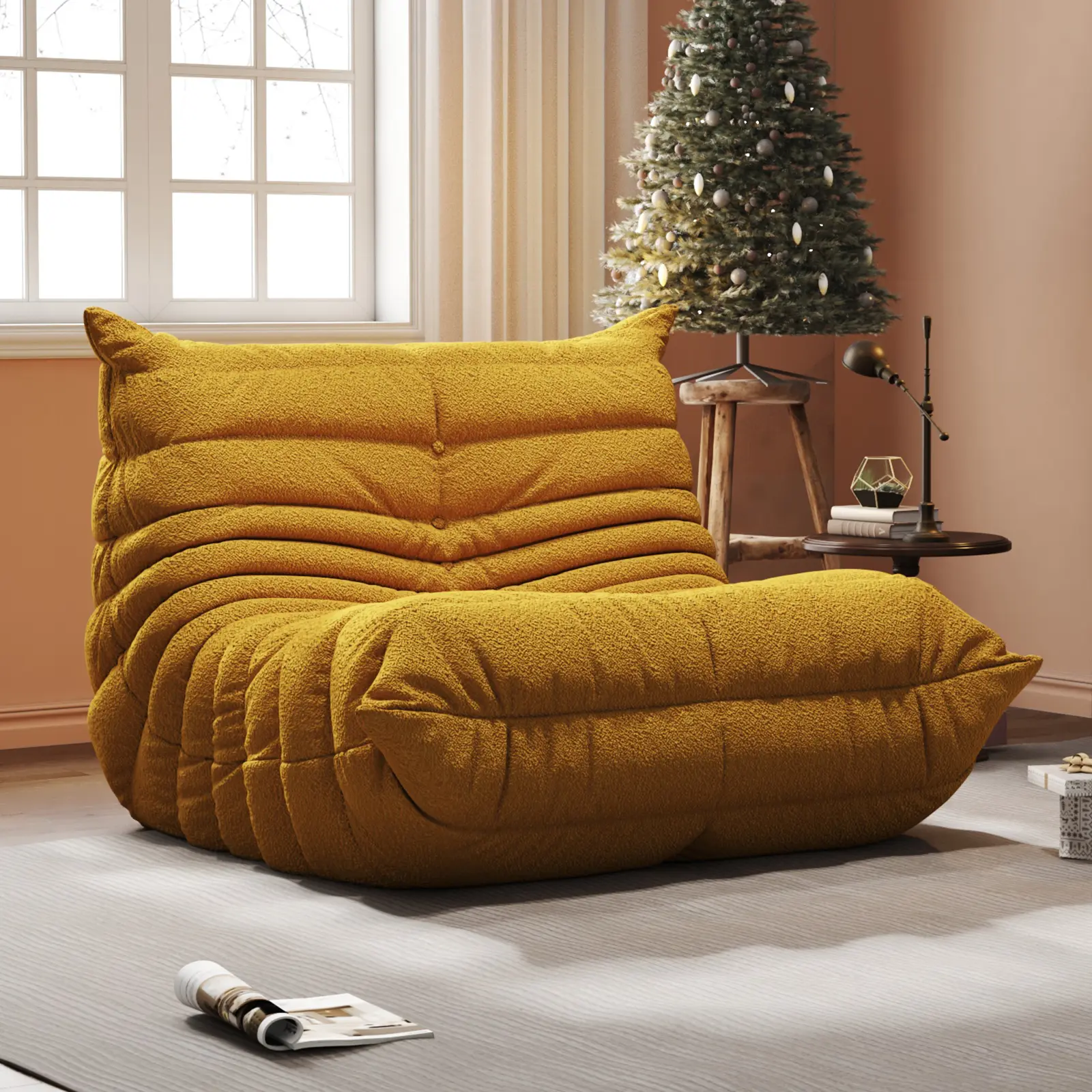 Bean Bag Chair with Memory Foam | Teddy Fleece Lounge Chair, No Assembly Required