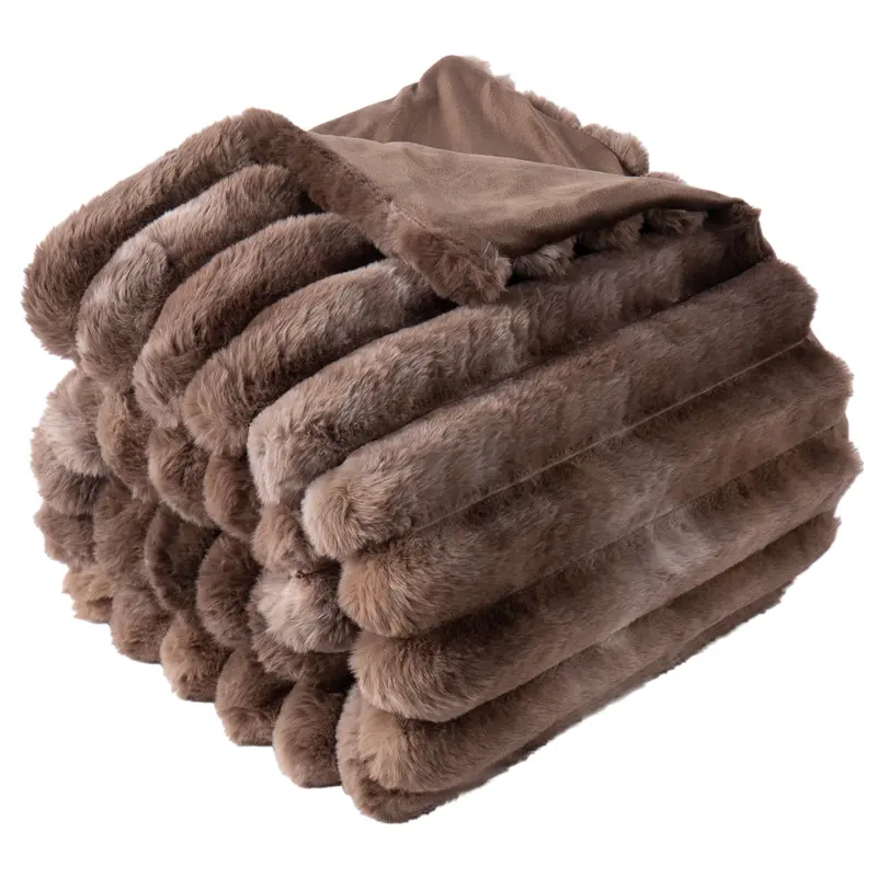 NLFZEK Faux Rabbit Fur Blanket – Ultra Soft Plush Throw for Sofa & Bed