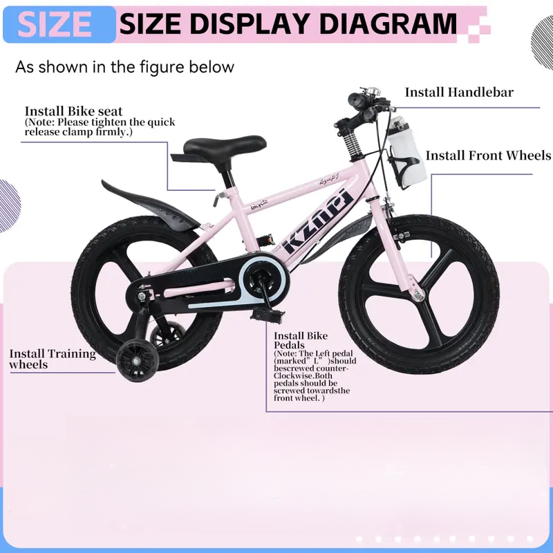 Kids Bike 12-18 Inch | Adjustable Bicycle with Training Wheels, Light-Up Wheels & Water Bottle