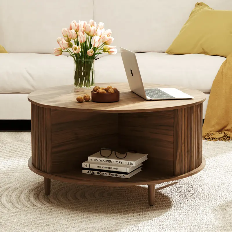 Mid-Century Lift-Top Coffee Table with Hidden Storage | Walnut Table for Small Spaces