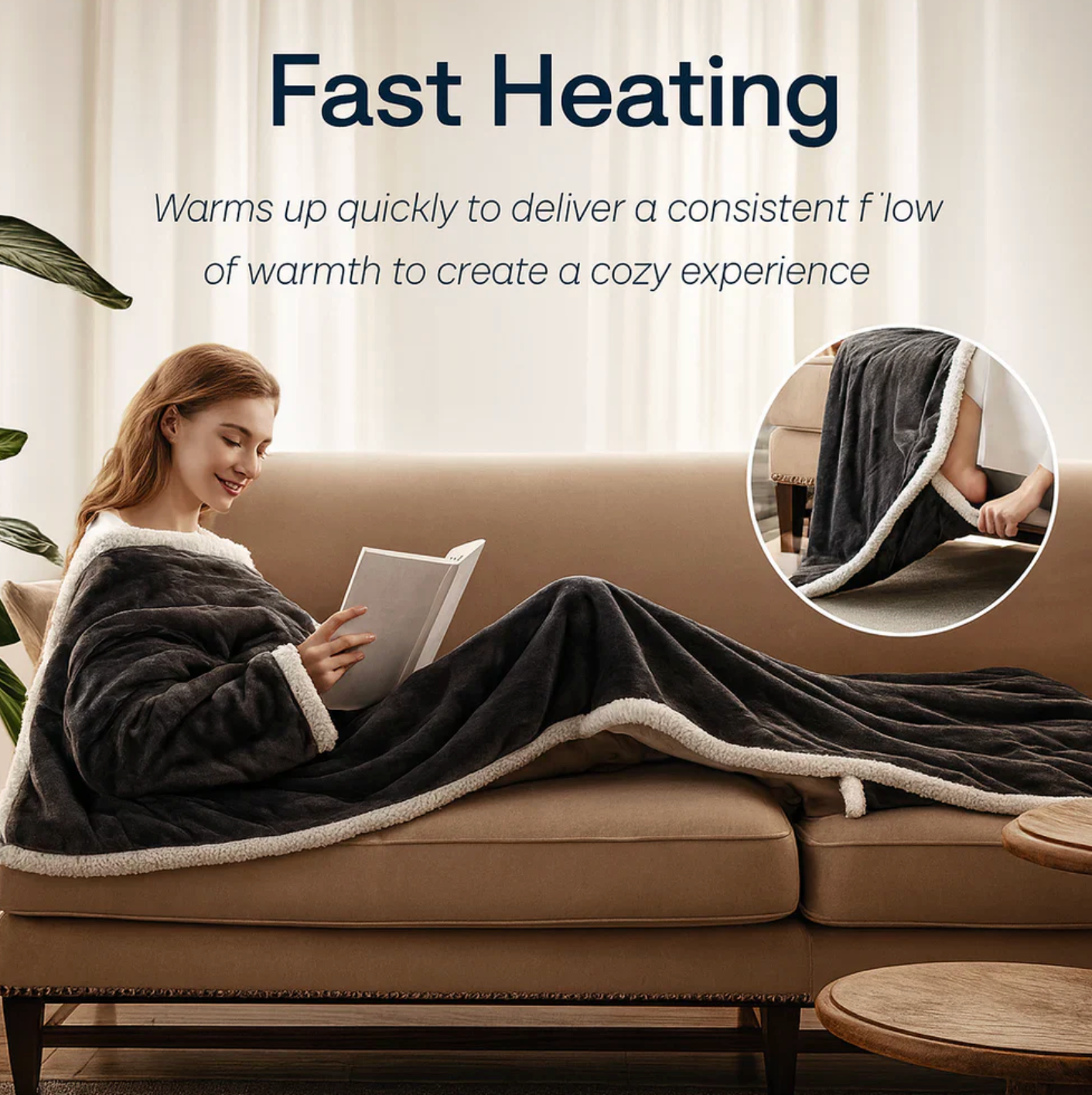 NLFZEK Heated Wearable Blanket – 7-Level Adjustable Heating, Soft Sherpa Lining, Full-Body Warmth