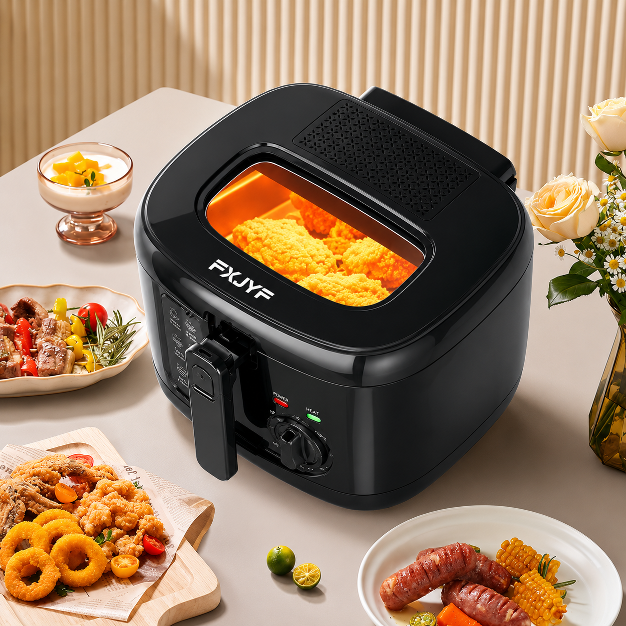 FXJYF 2.5L Deep Fryer with Viewing Window & Temperature Control