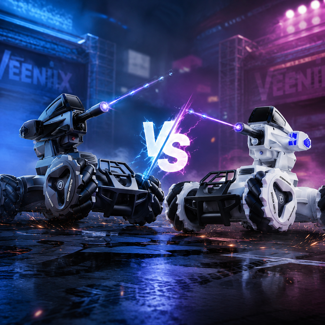 Veeniix V997 RC Battle Monster Truck – Programmable Drift Car with Water Blaster, 120-Min Playtime & 4WD Action