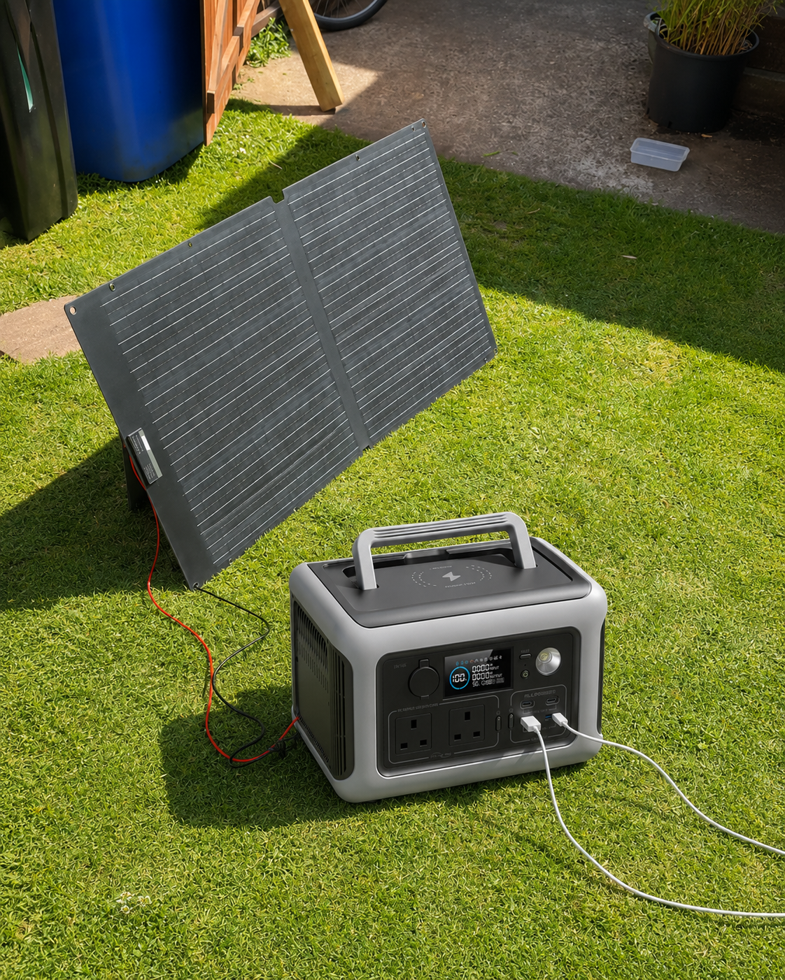 FXJYF Portable Power Station , 299Wh LiFeP04 Battery with 2x 600W (1200W Surge) AC Outlets Solar