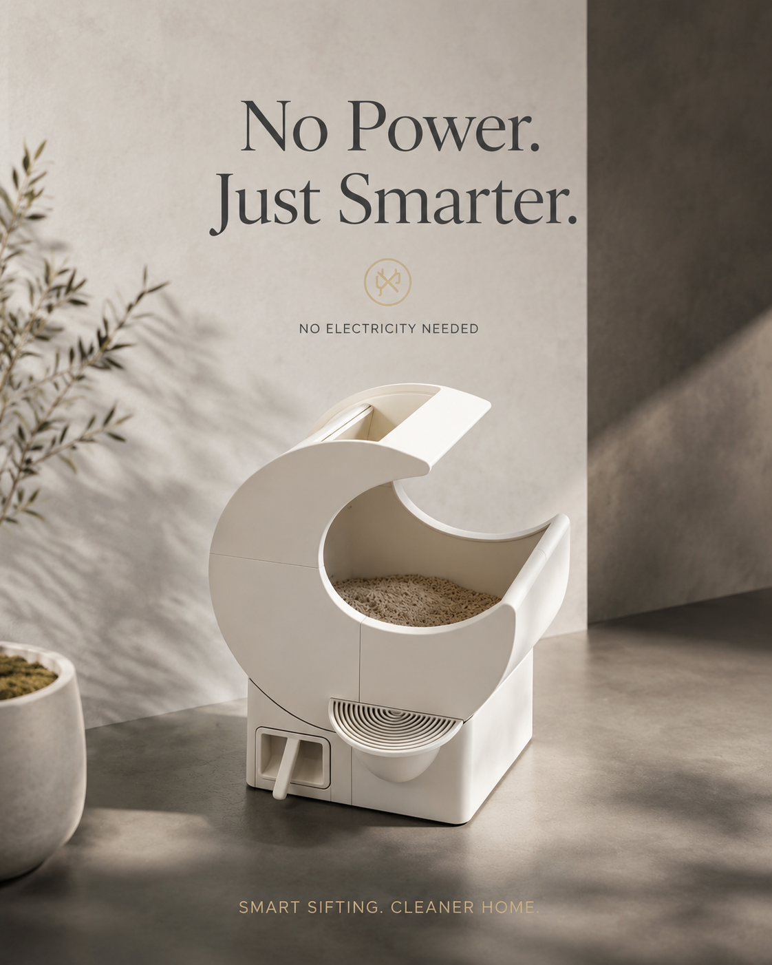 NLFZEK Self-Cleaning Cat Litter Box | No Electricity Needed, Manual Sifting, Odor & Litter Scatter Control