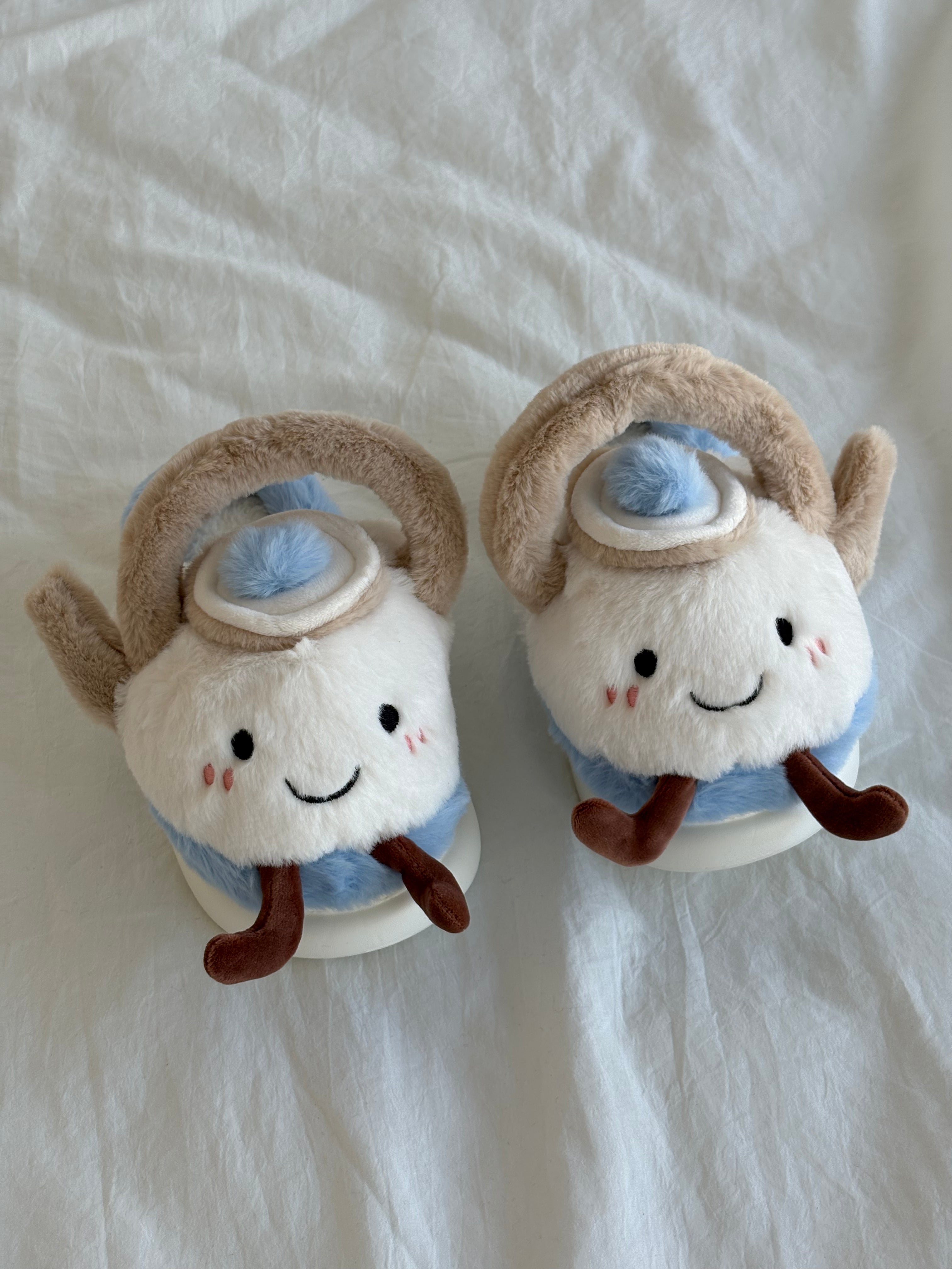 Teapot Fluffy Fuzzy Scuff Slippers Soft Comfy Memory Foam Non-slip Indoor House Shoes
