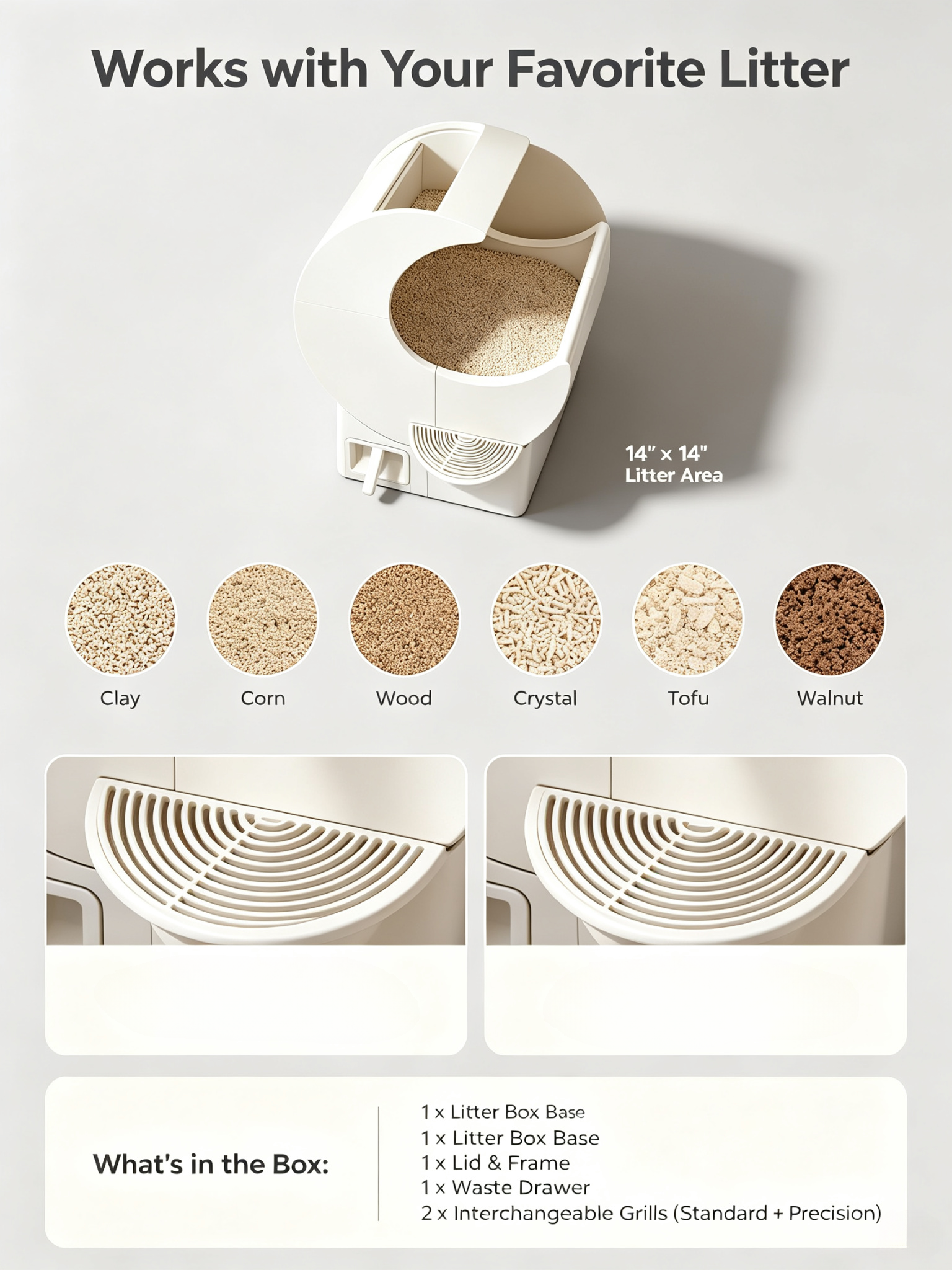 Self-Cleaning Cat Litter Box | No Electricity Needed, Manual Sifting, Odor & Litter Scatter Control
