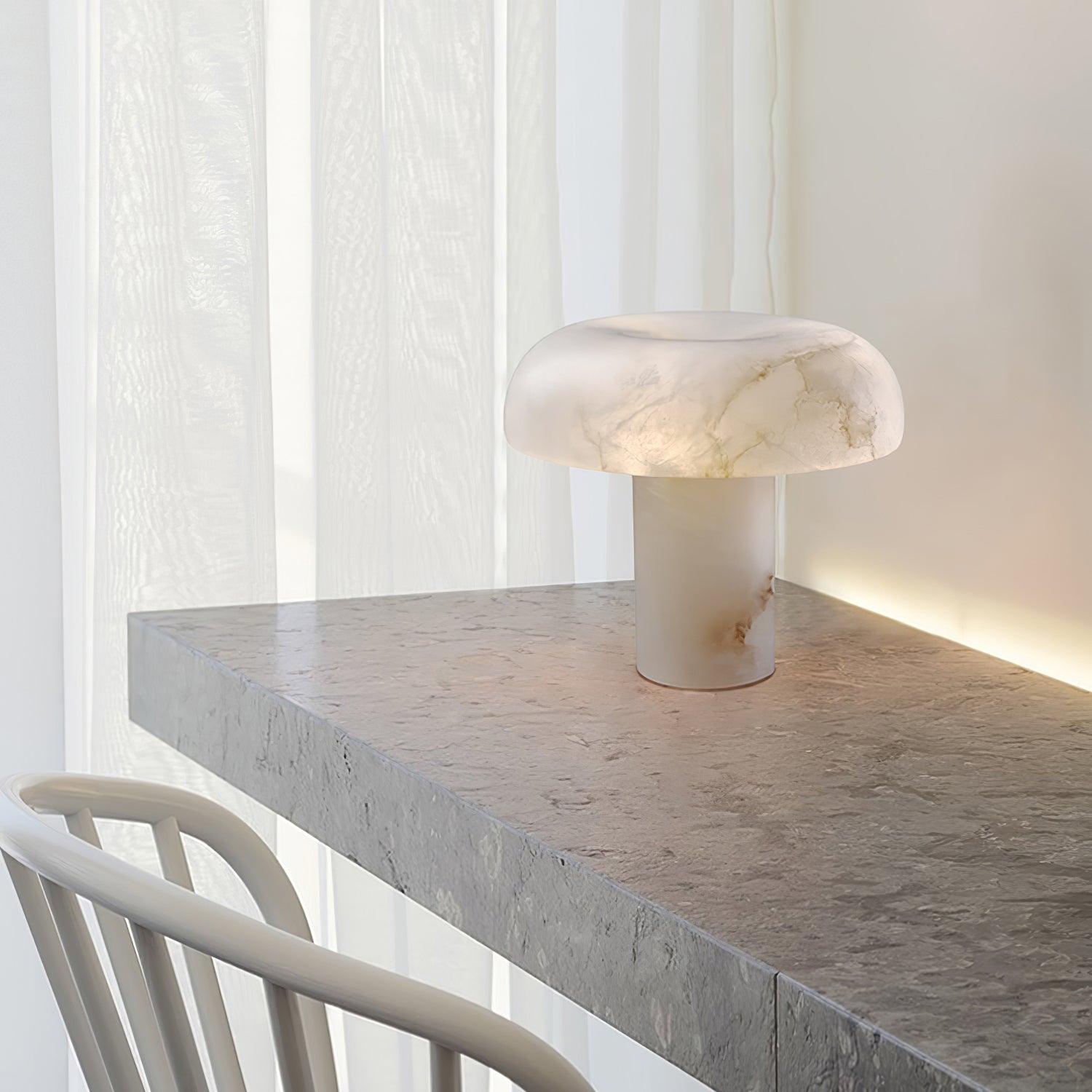 NLFZEK Alabaster Mushroom Lamp – Sculptural Table Light with Brass Finish for Modern Home Decor