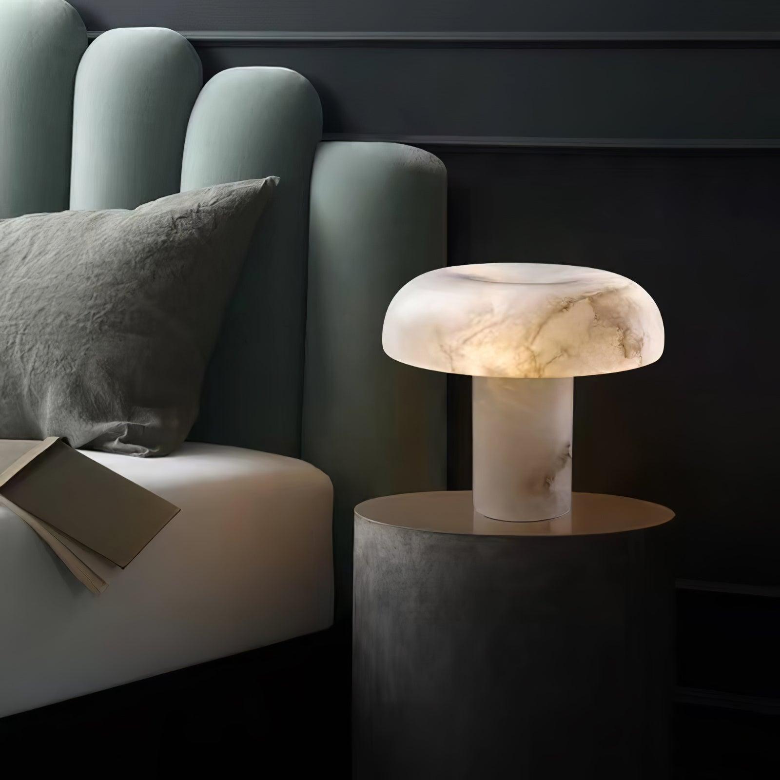 NLFZEK Alabaster Mushroom Lamp – Sculptural Table Light with Brass Finish for Modern Home Decor