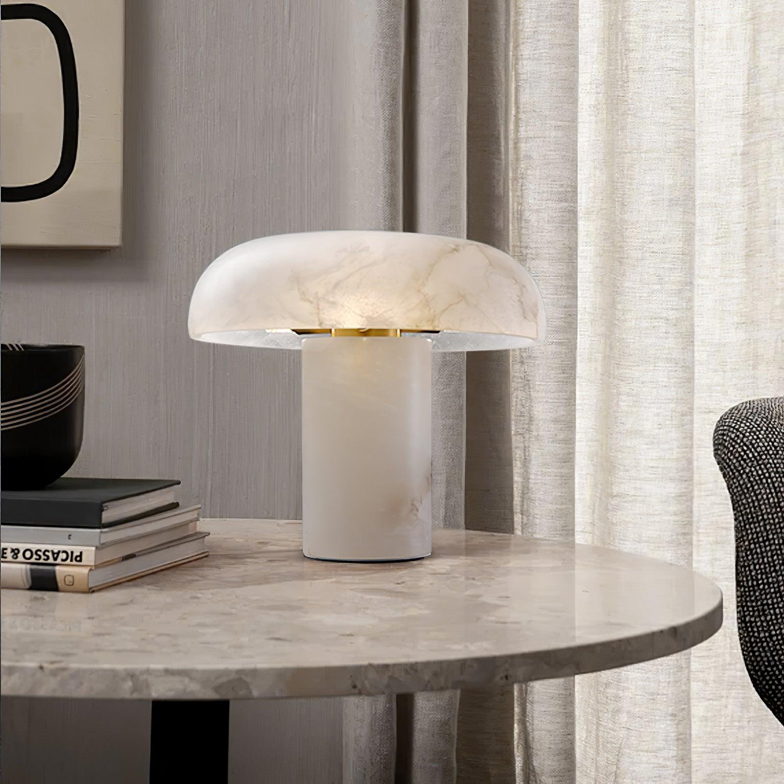 NLFZEK Alabaster Mushroom Lamp – Sculptural Table Light with Brass Finish for Modern Home Decor