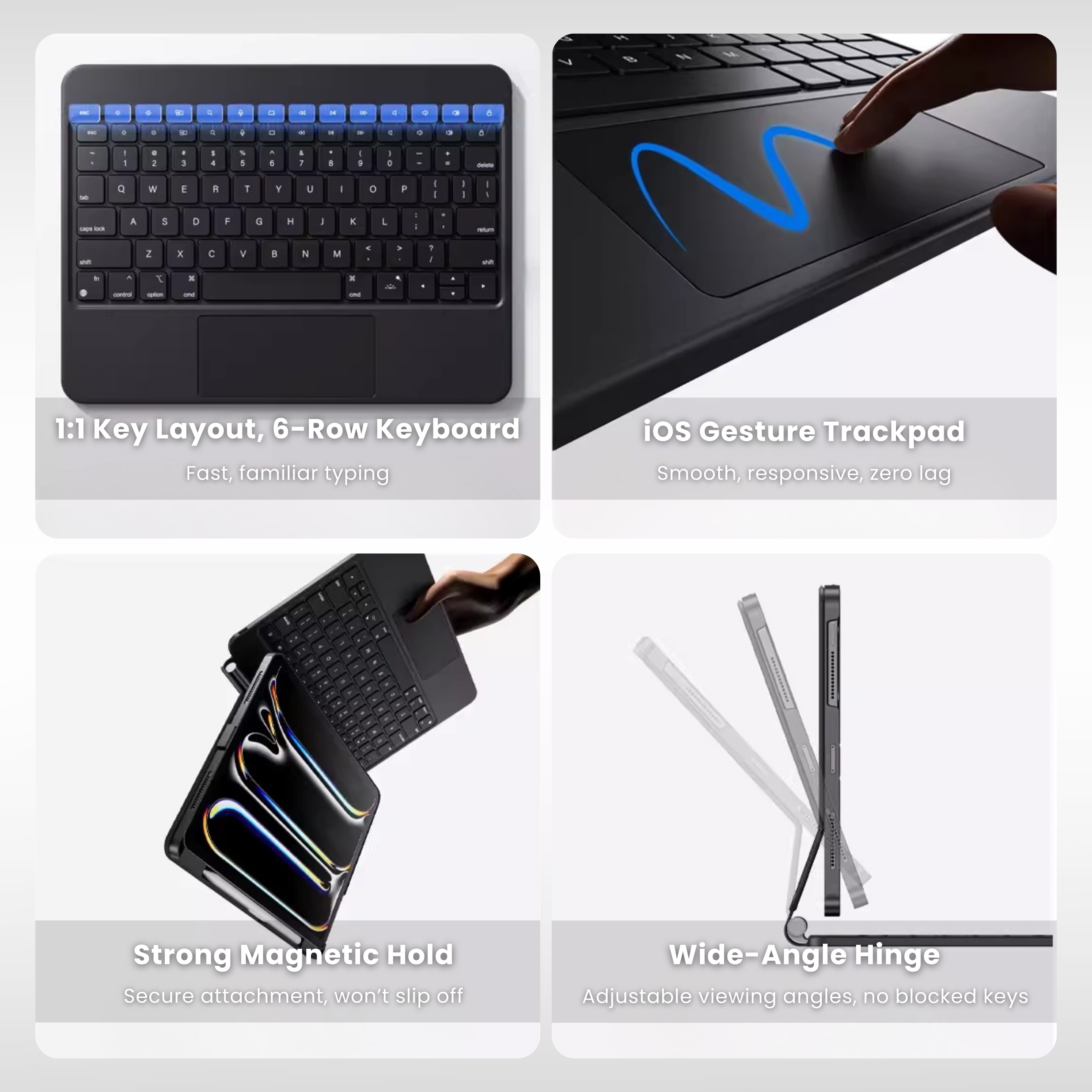 NLFZEK Touch-Connect iPad Keyboard Case (No Bluetooth Required)