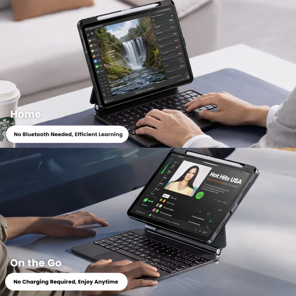 NLFZEK Touch-Connect iPad Keyboard Case (No Bluetooth Required)