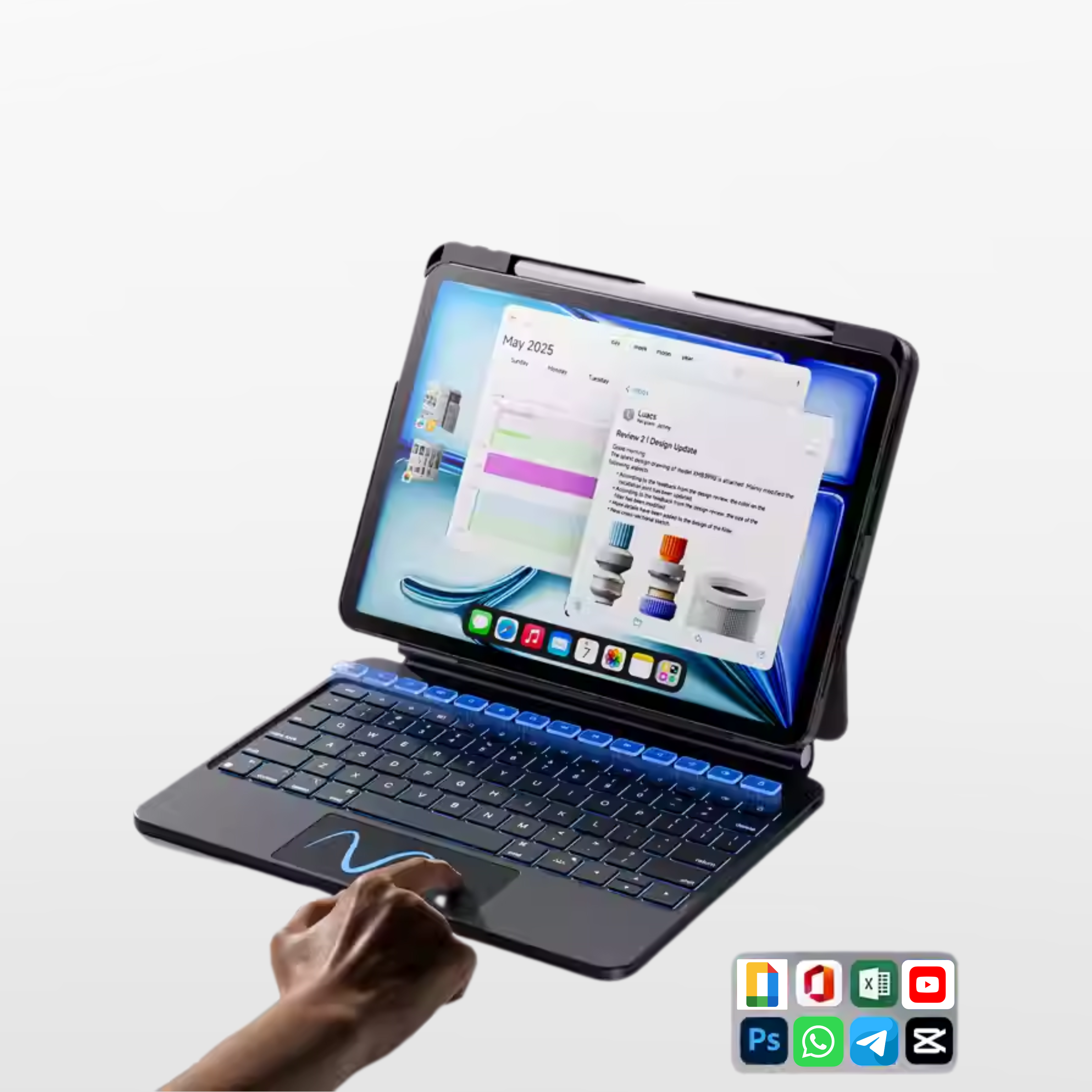NLFZEK Touch-Connect iPad Keyboard Case (No Bluetooth Required)