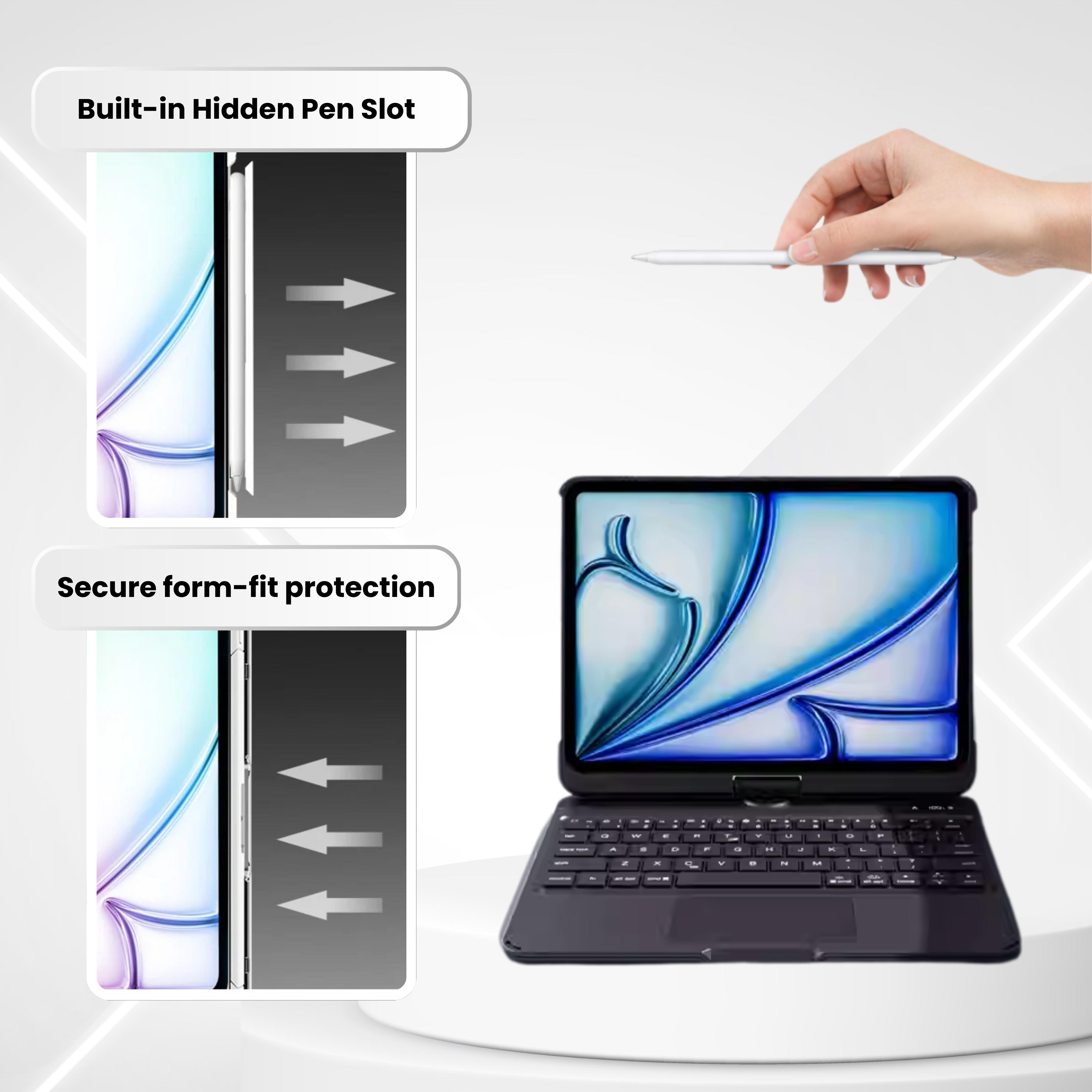 Nlfzek Black 360° Rotating iPad Keyboard Case