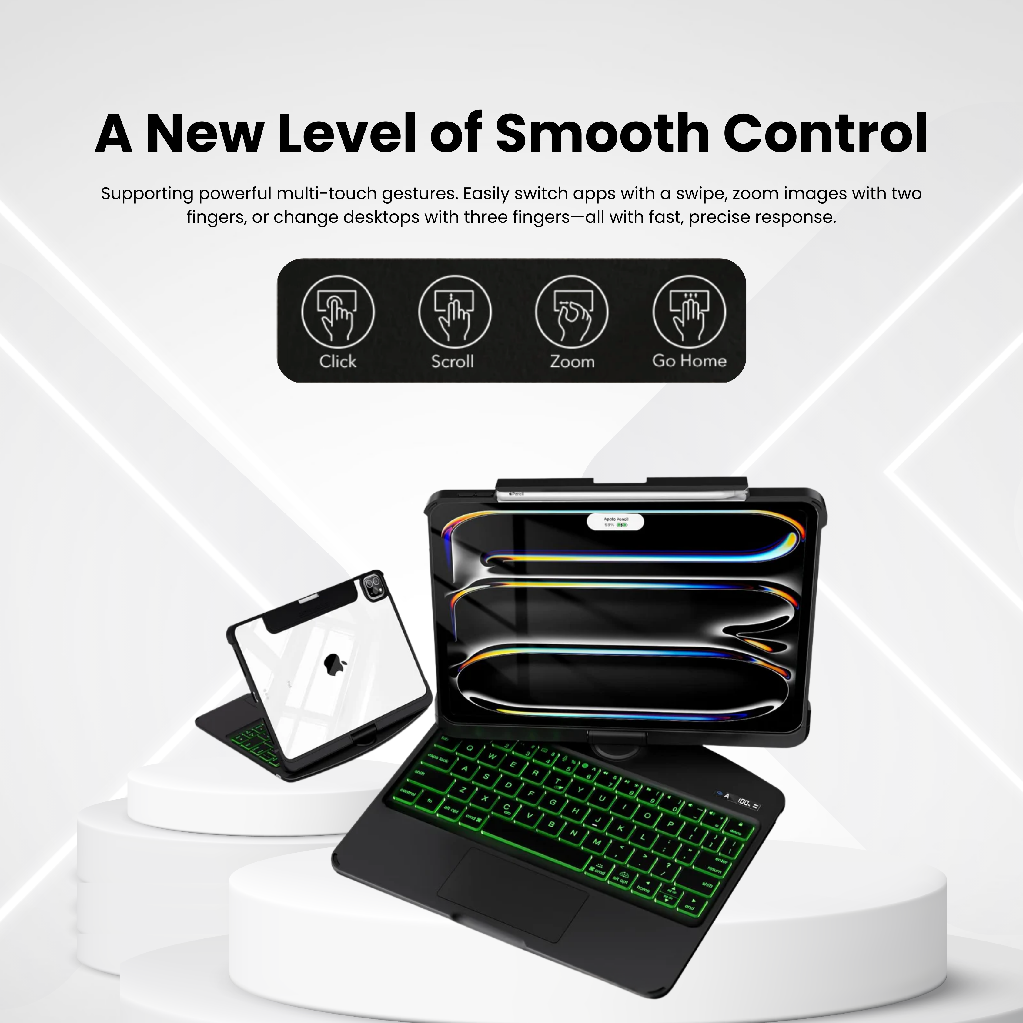 Nlfzek Black 360° Rotating iPad Keyboard Case
