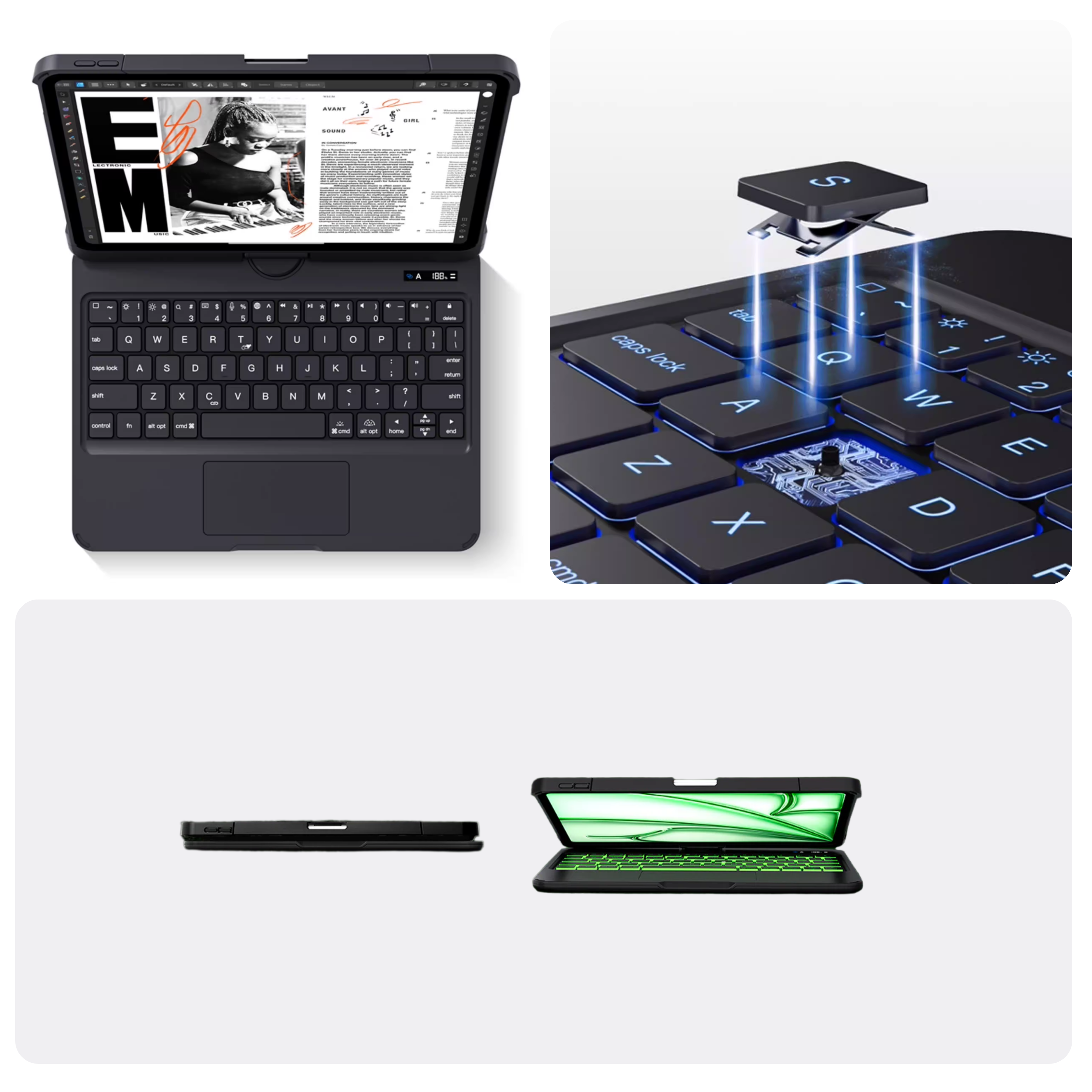 Nlfzek Black 360° Rotating iPad Keyboard Case