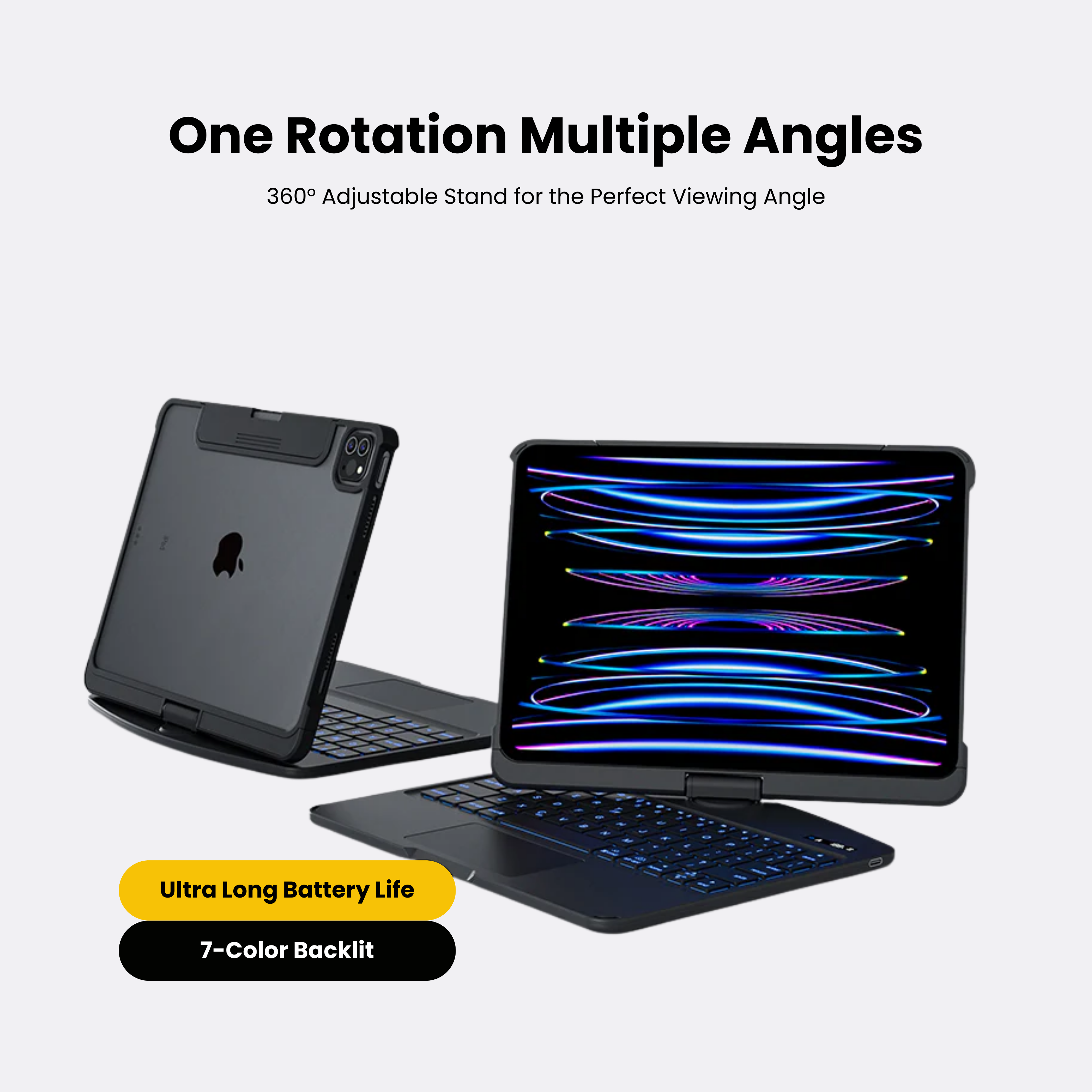 Nlfzek Black 360° Rotating iPad Keyboard Case