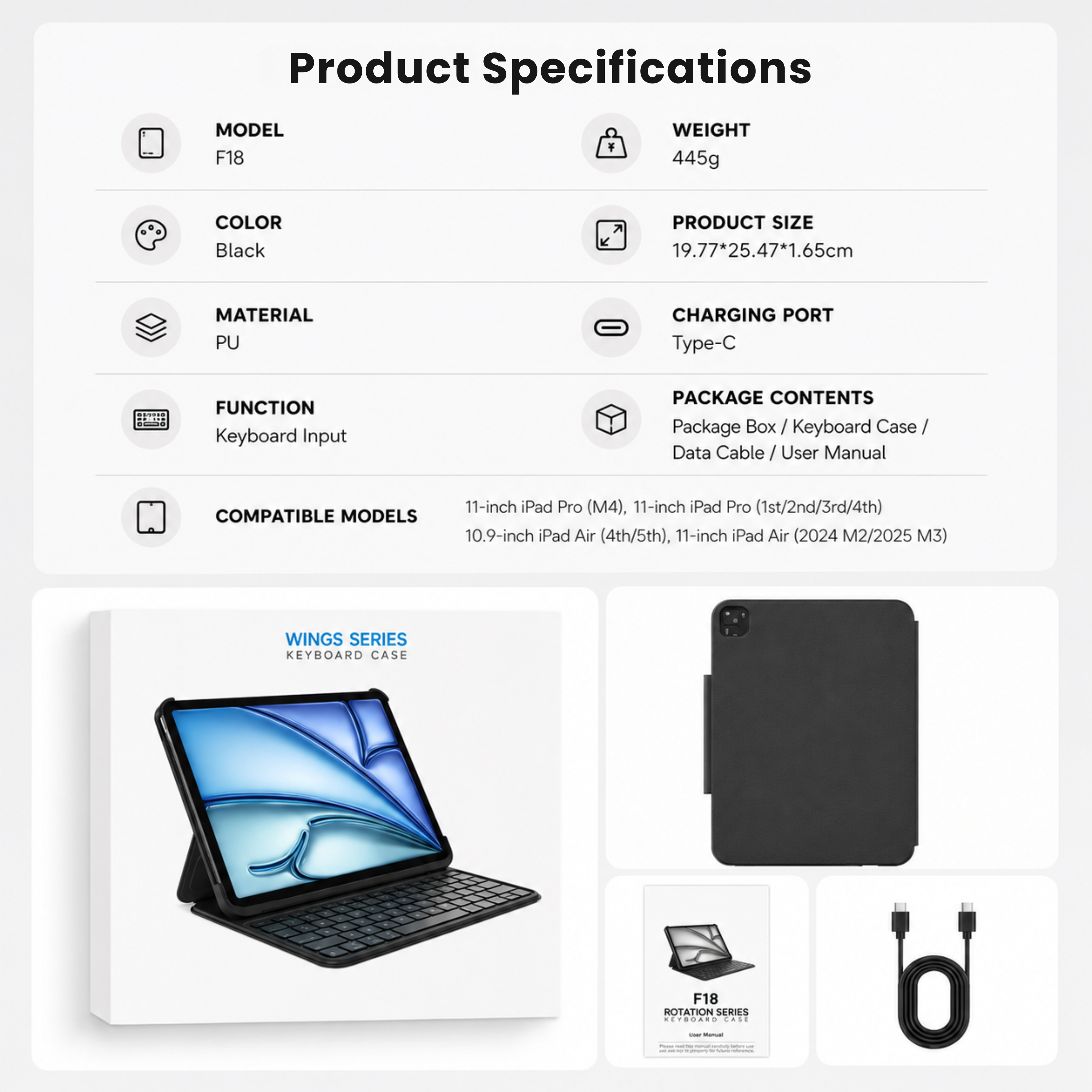 NLFZEK Lightweight Butterfly iPad Keyboard Case