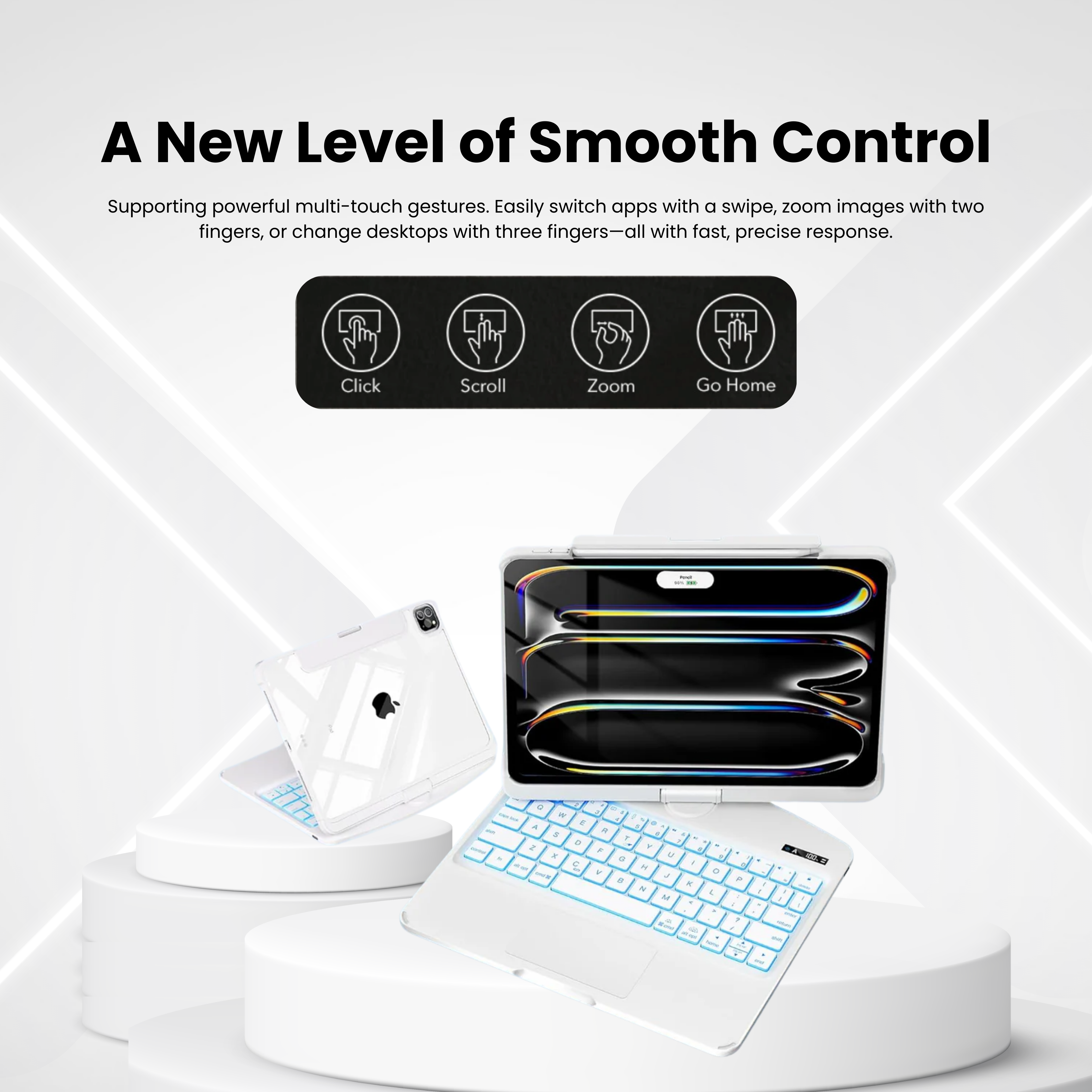NLFZEK White 360° Rotating iPad Keyboard Case