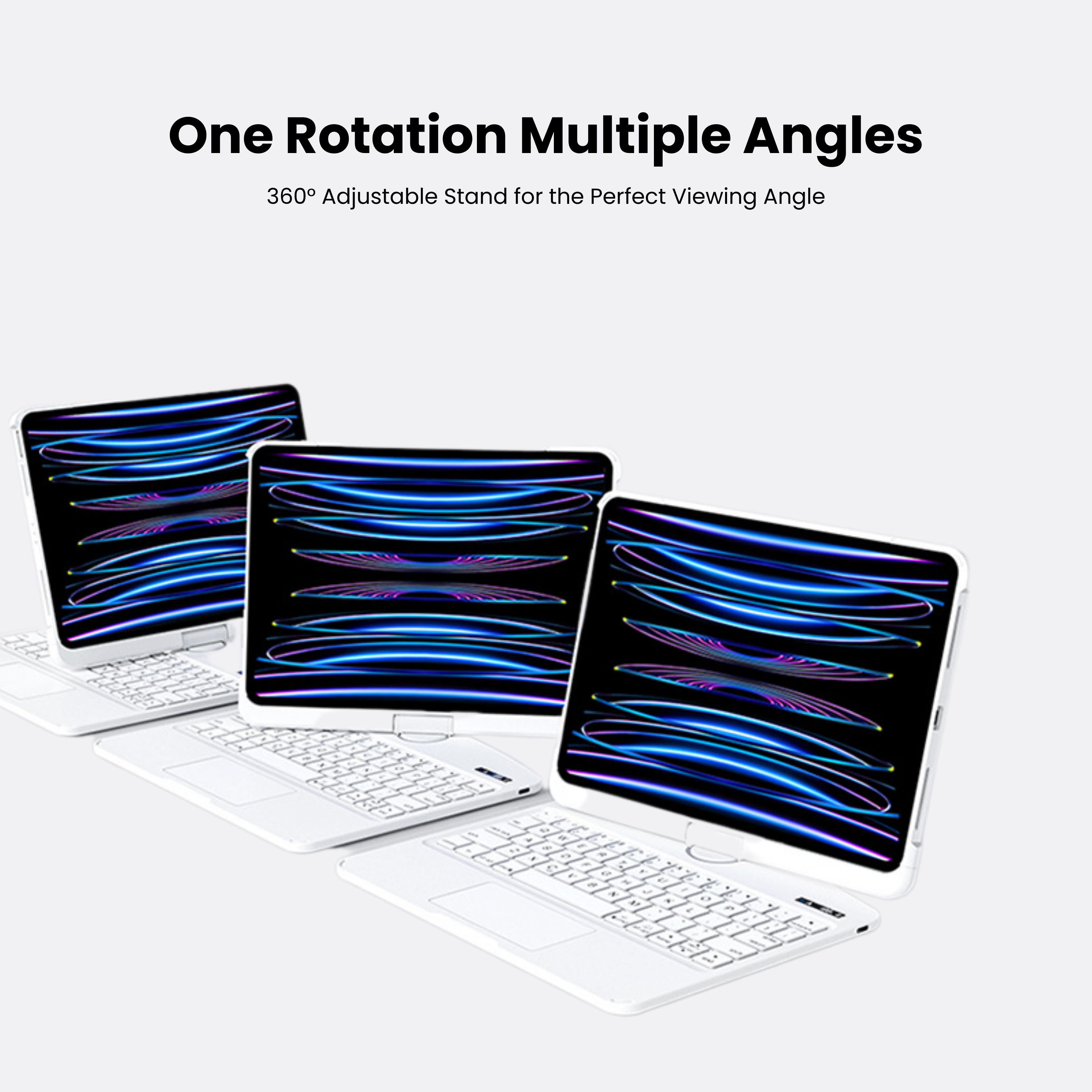 NLFZEK White 360° Rotating iPad Keyboard Case