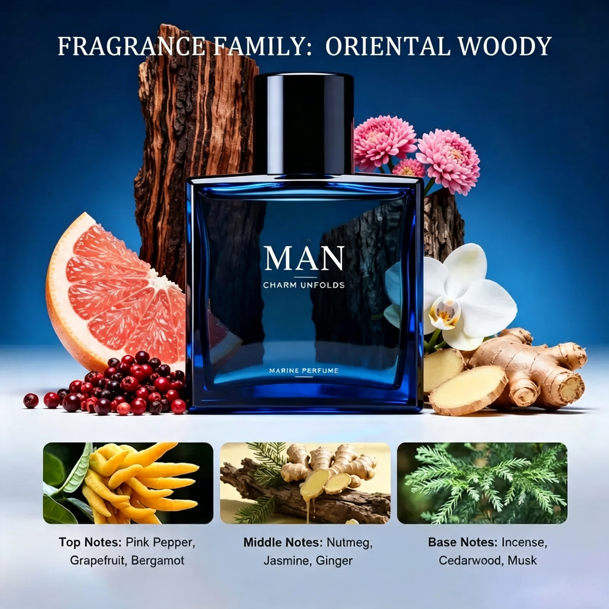 Midnight Marine Men's Perfume | Fresh Ocean-Inspired Eau de Parfum with Long-Lasting Luxury Scent for Everyday Confidence