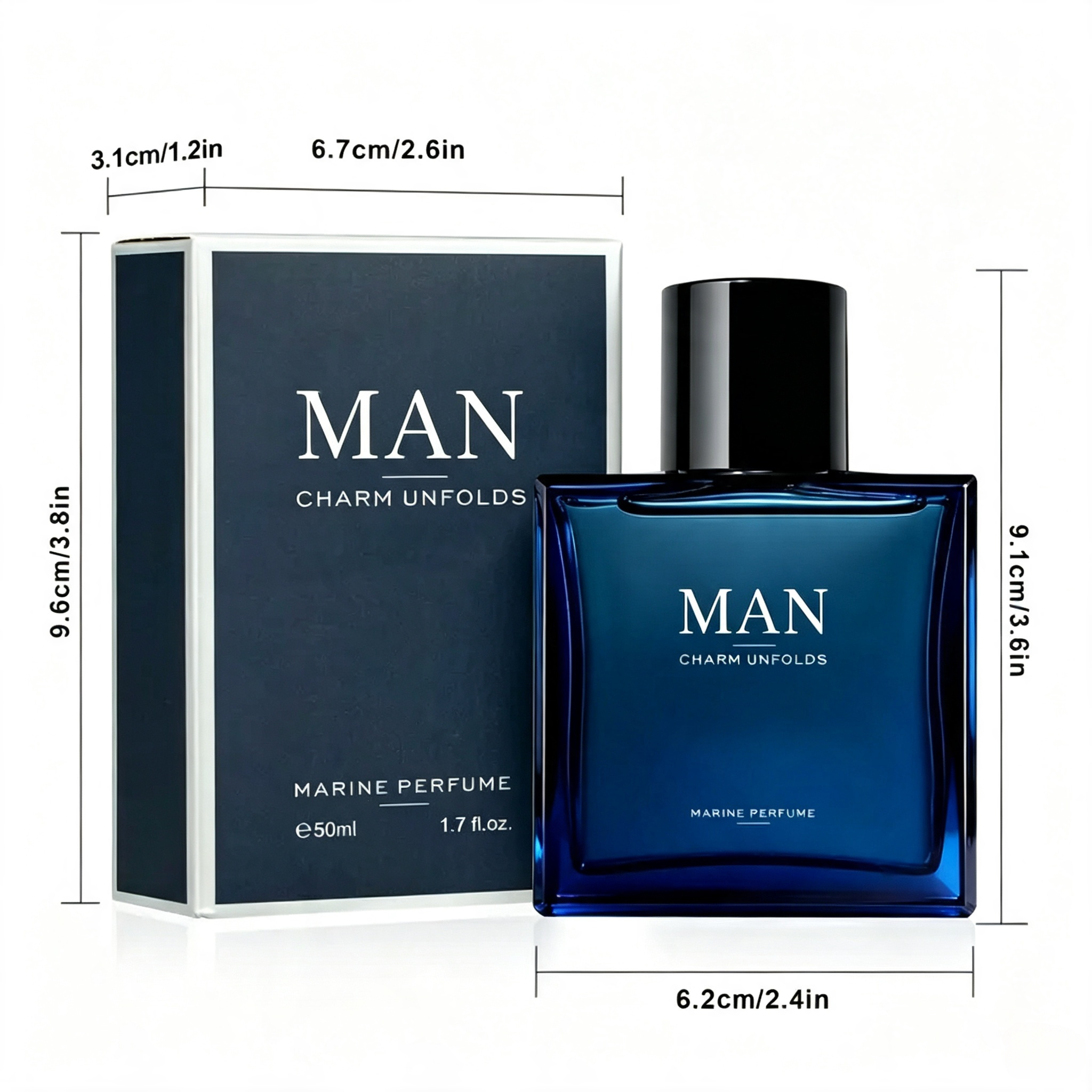 Midnight Marine Men's Perfume | Fresh Ocean-Inspired Eau de Parfum with Long-Lasting Luxury Scent for Everyday Confidence