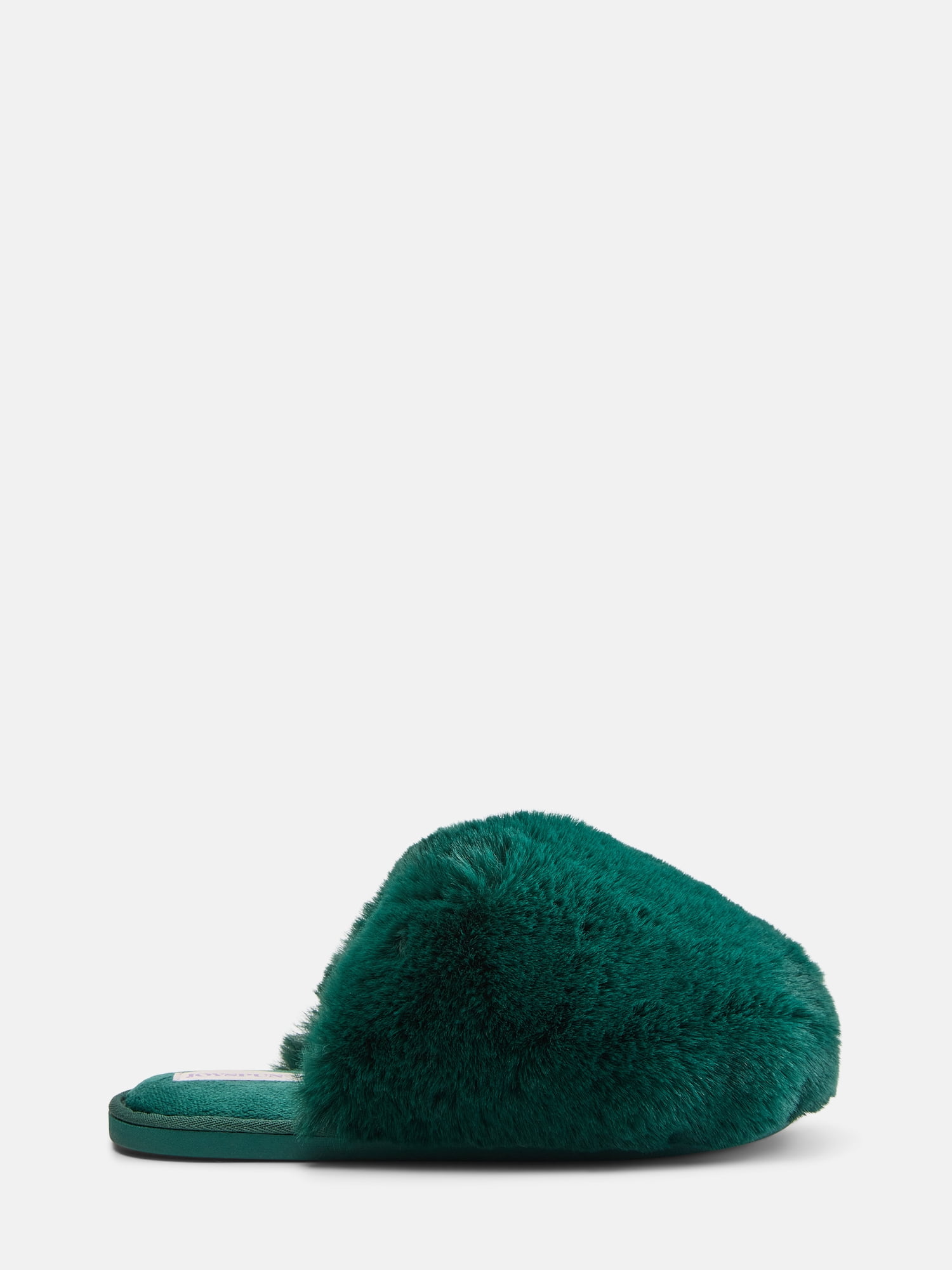Joyspun Women’s Faux Fur Puff Scuff Slippers