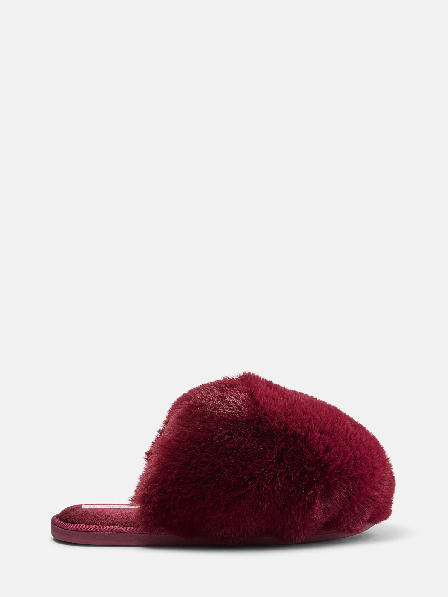 Joyspun Women’s Faux Fur Puff Scuff Slippers
