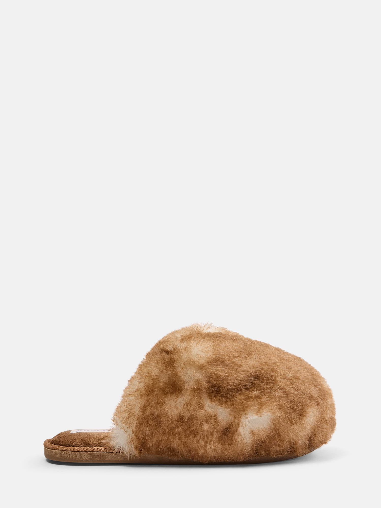 Joyspun Women’s Faux Fur Puff Scuff Slippers