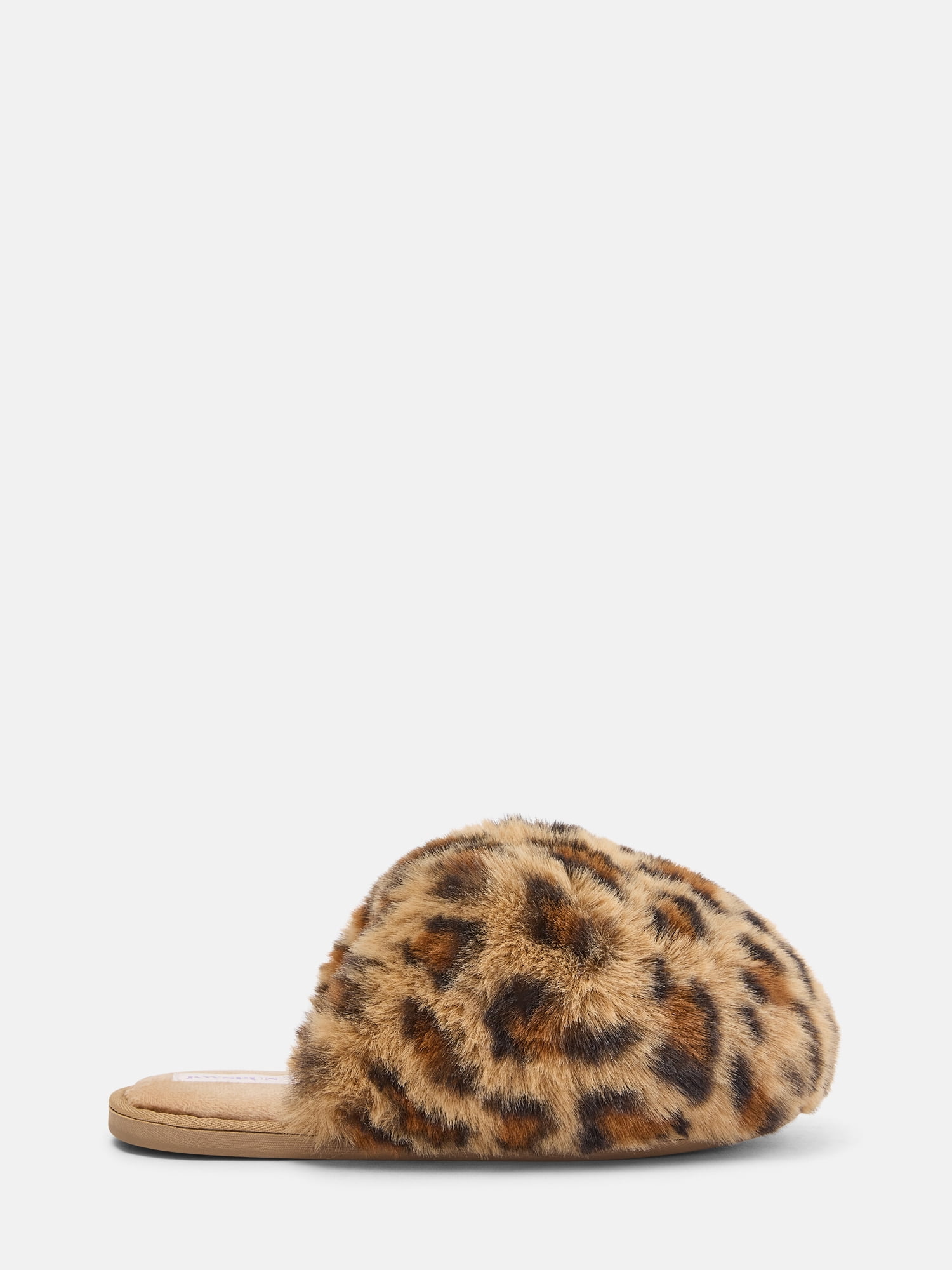 Joyspun Women’s Faux Fur Puff Scuff Slippers