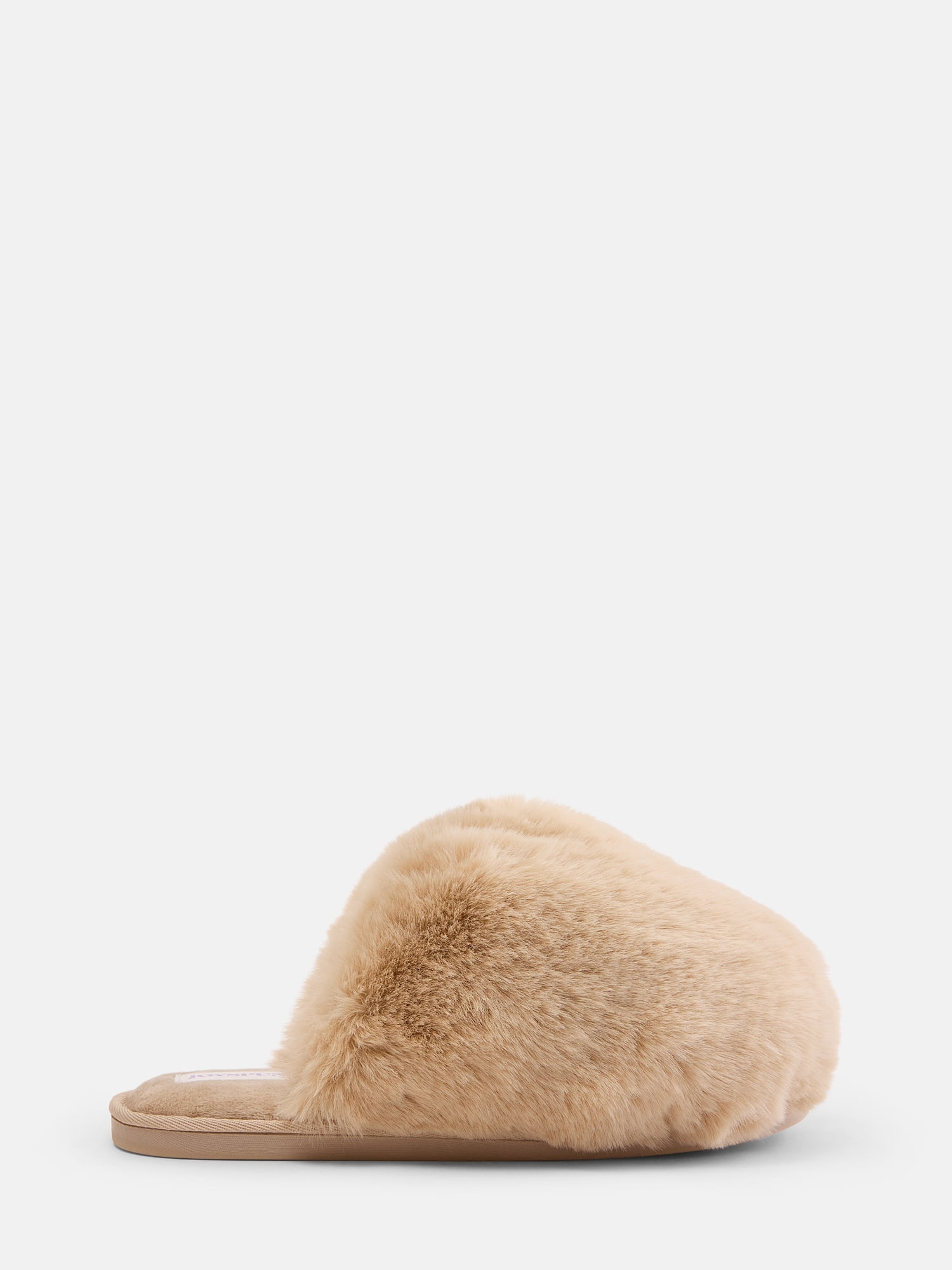 Joyspun Women’s Faux Fur Puff Scuff Slippers