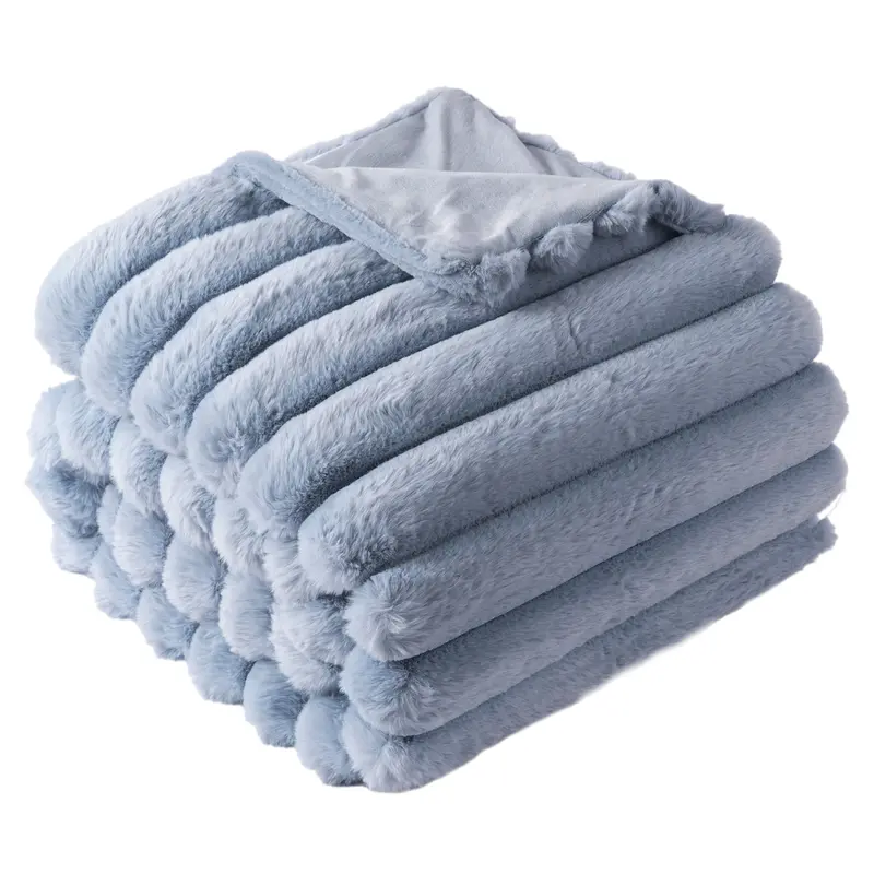 NLFZEK Faux Rabbit Fur Blanket – Ultra Soft Plush Throw for Sofa & Bed