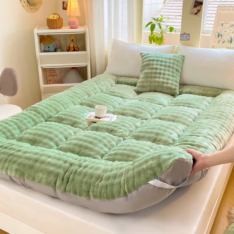 Ultra-Soft Faux Rabbit Fur Mattress – Thick Plush Cozy Bed Mattress, Foldable & Machine Washable, Warm Comfort for Bedroom & Guests